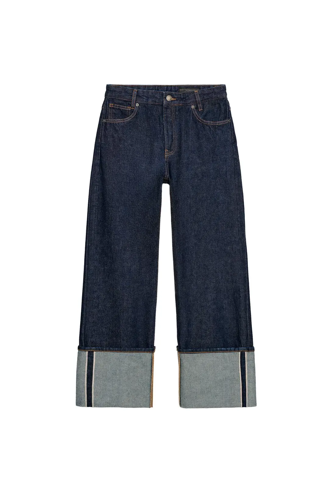 Джинсы ZW Collection с низкой посадкой и отворотами, Zara