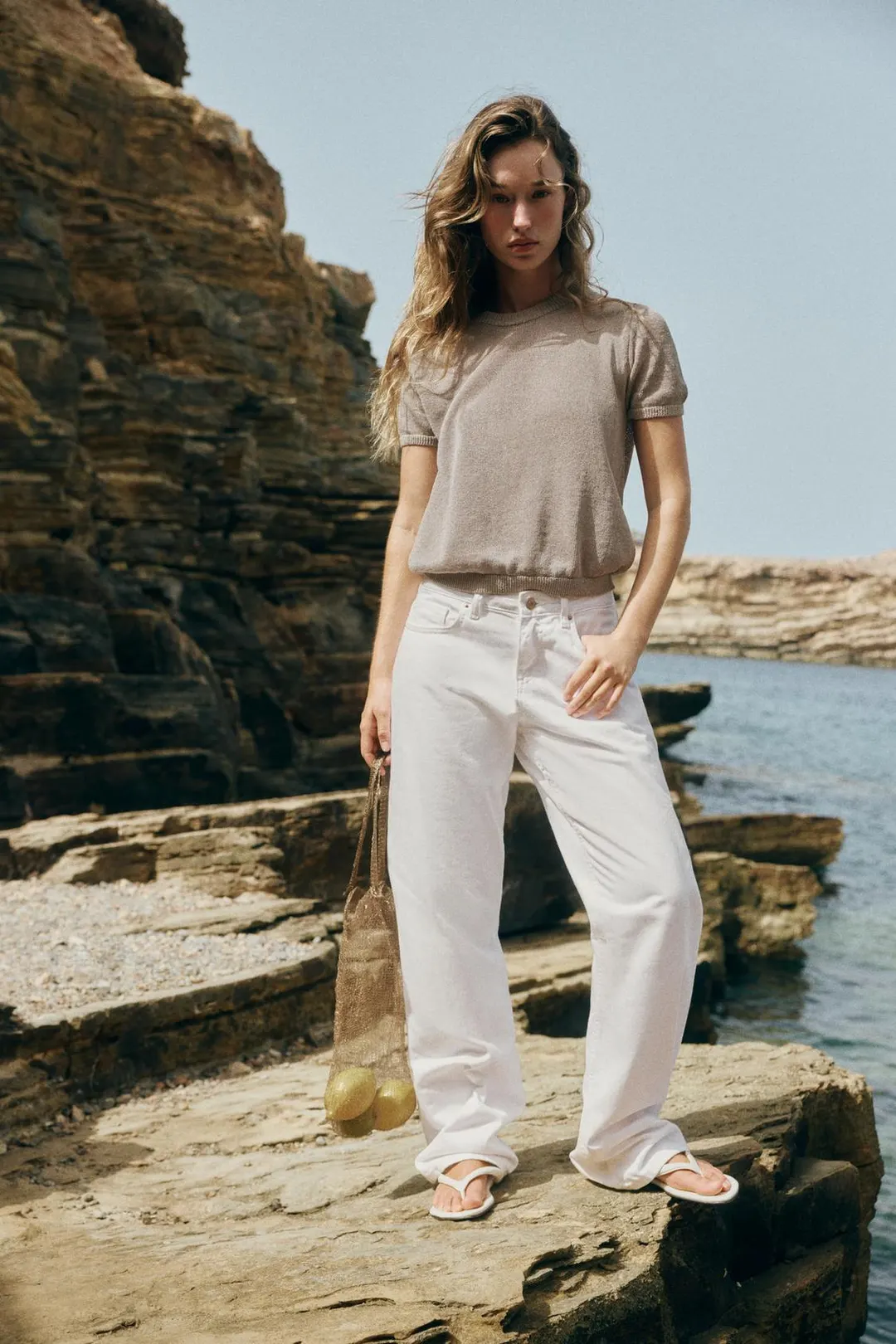 Вязаный топ с короткими рукавами, Zara