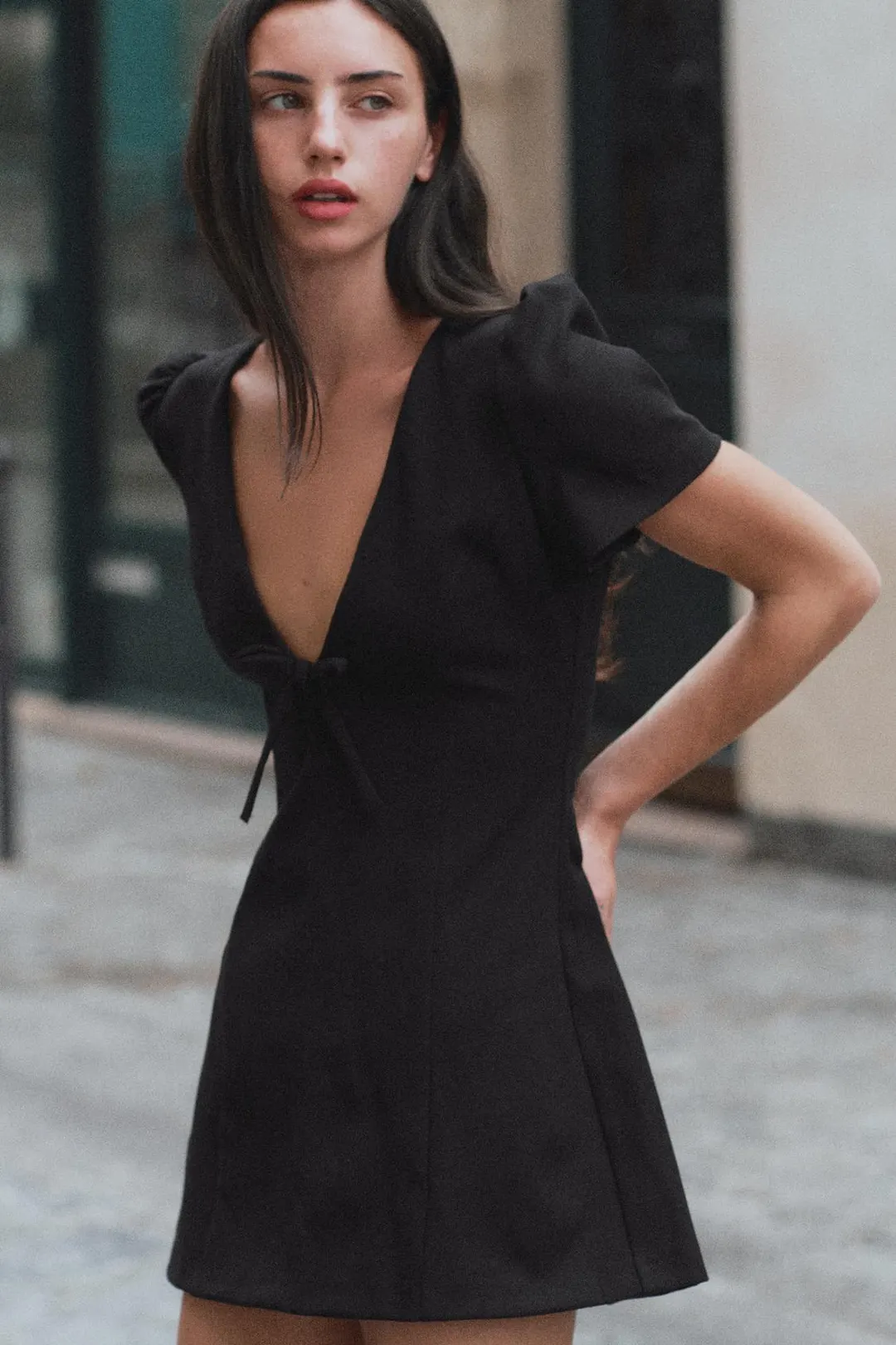 Мини-платье с бантом, Zara