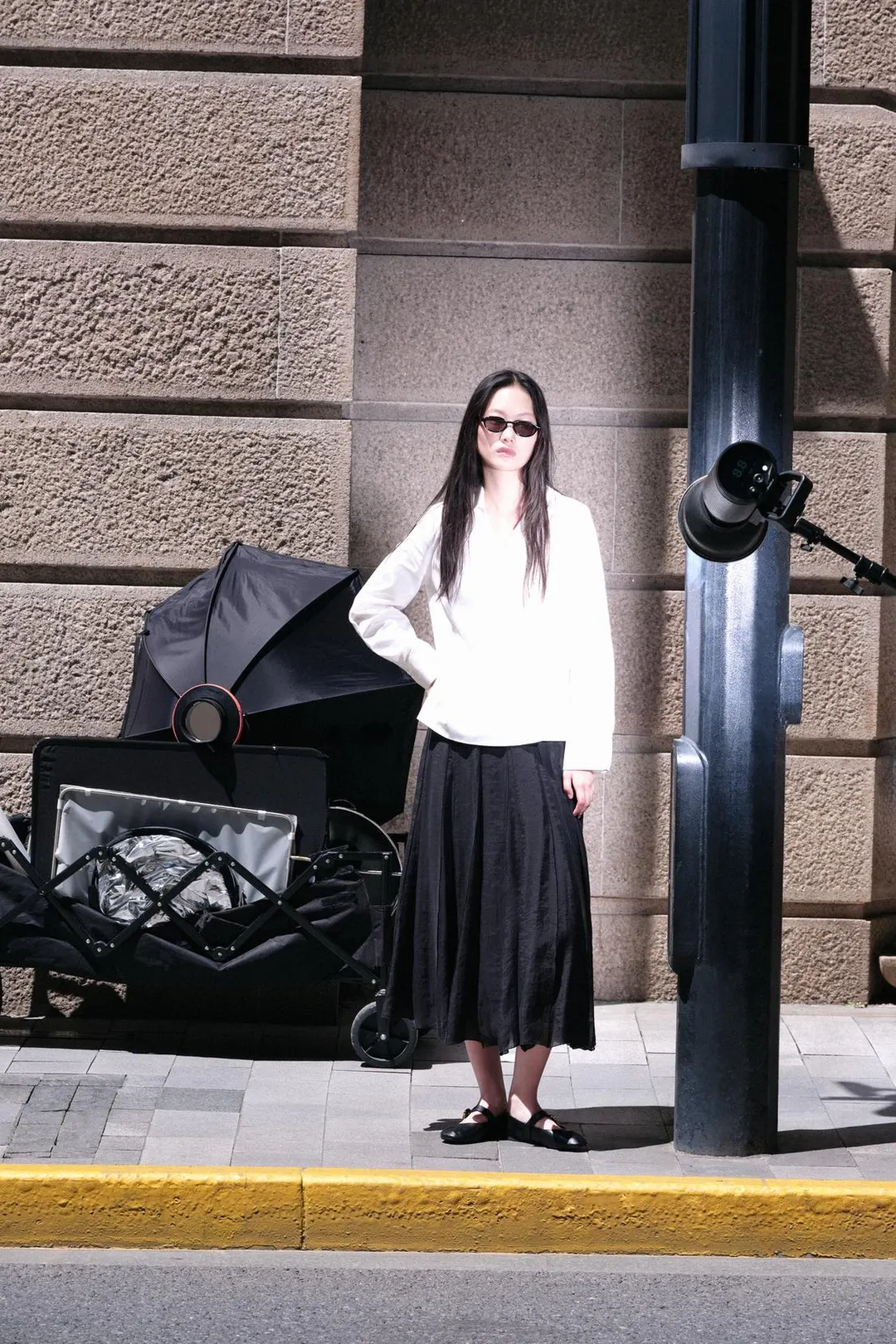 Комбинированная юбка ZW Collection струящегося кроя, Zara