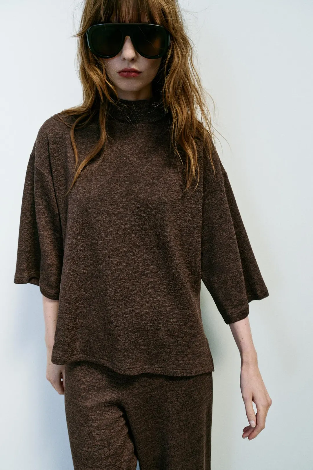 Футболка из пике с высоким воротником, Zara