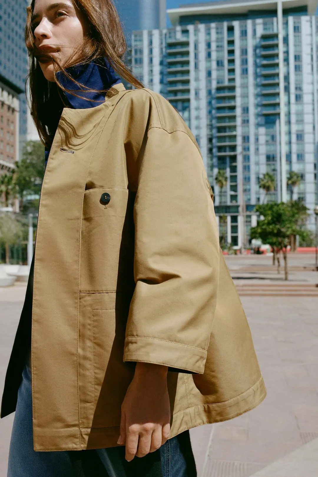 Тренч короткий ZW Collection двусторонний, Zara