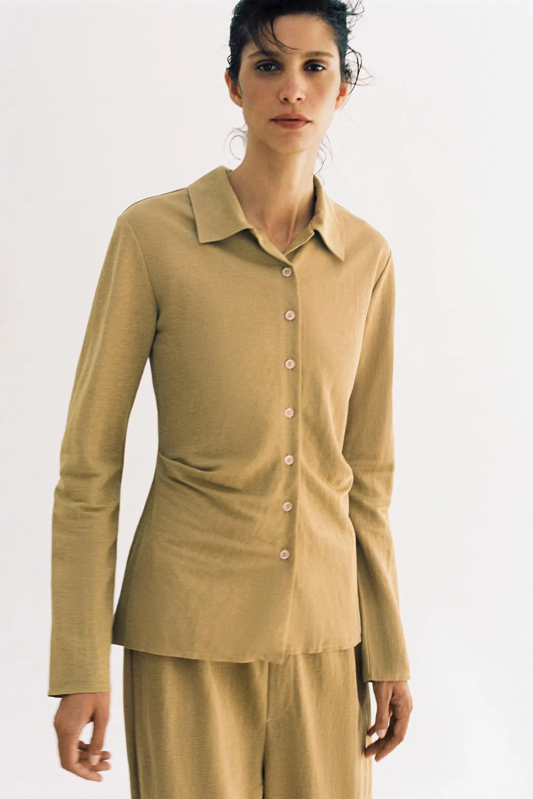 Рубашка плиссированная на пуговицах, Zara