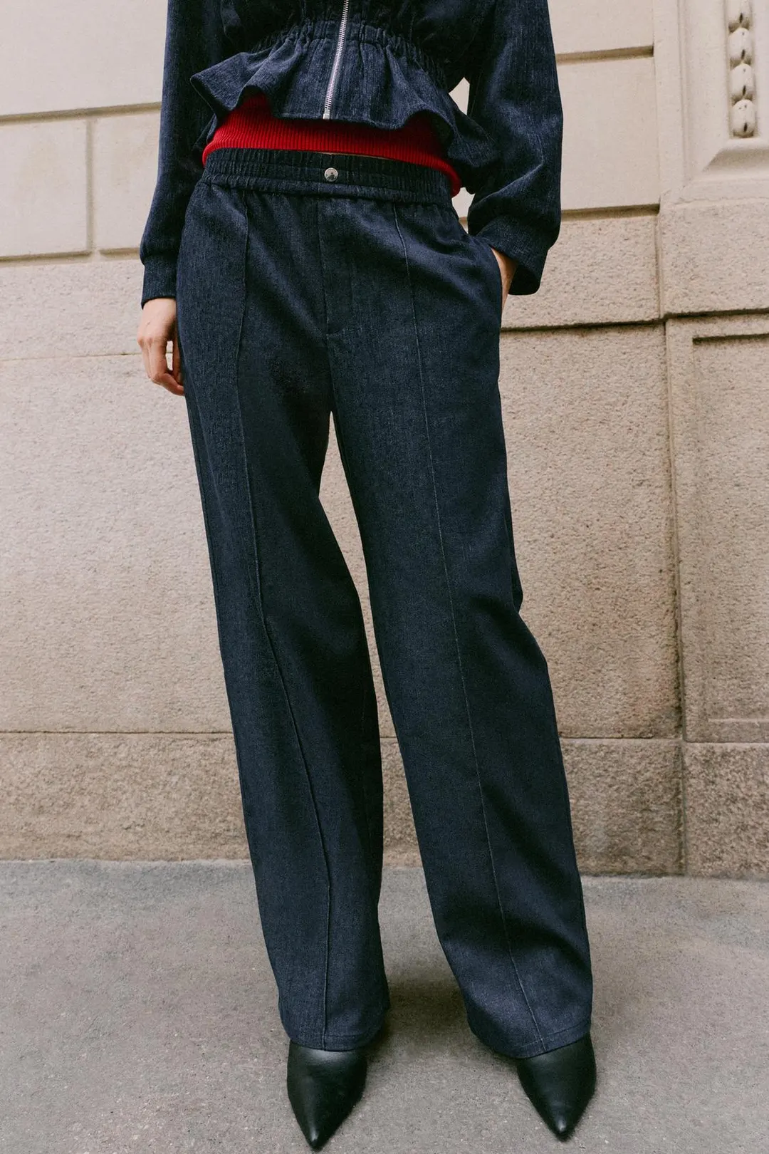 Брюки широкого кроя с эластичным поясом, Zara