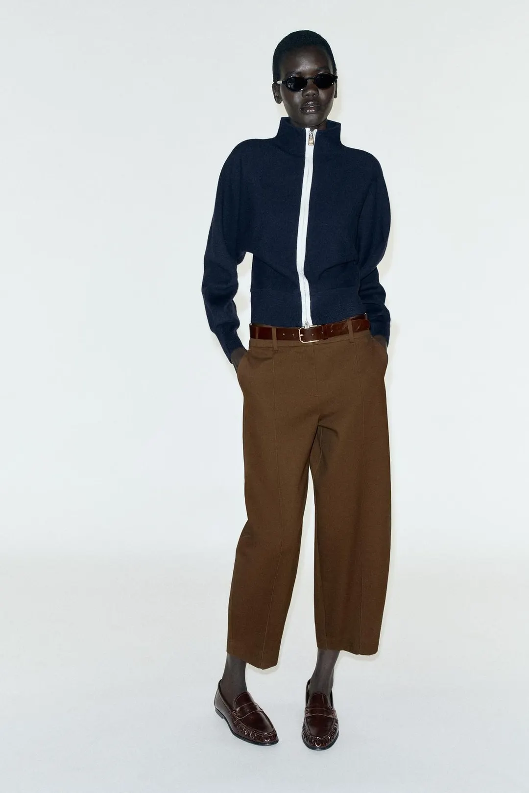Брюки баллонного кроя с ремнем, Zara