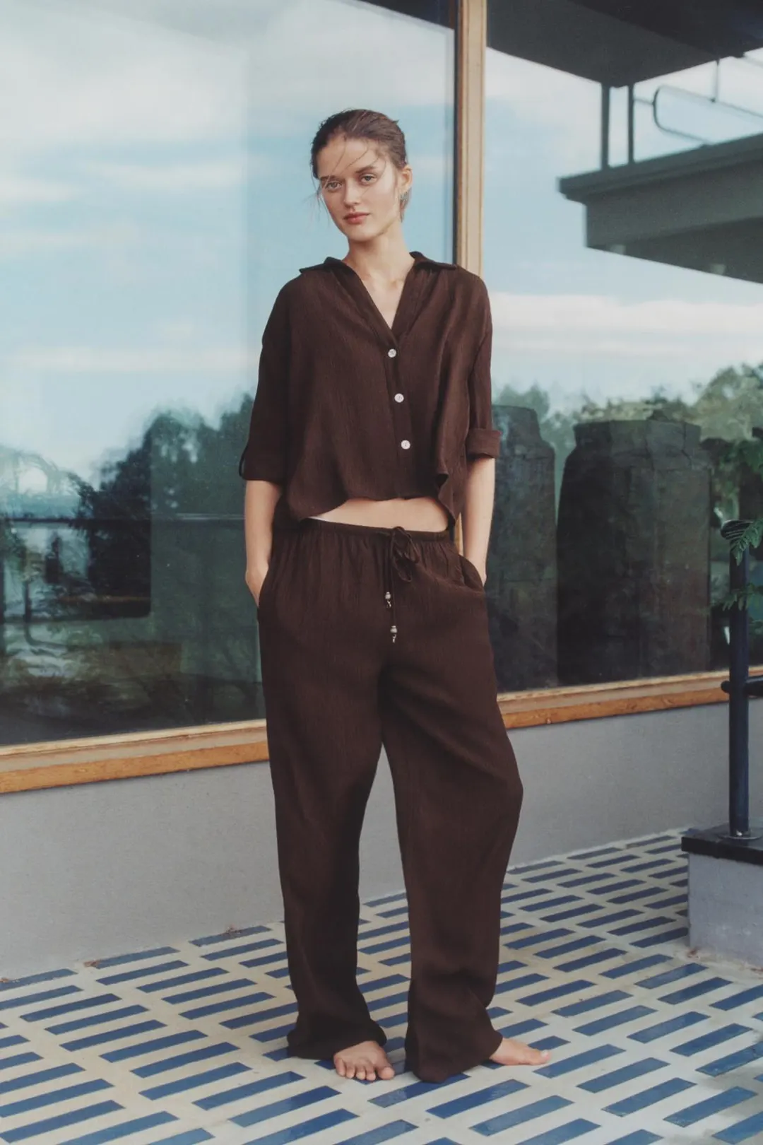 Струящиеся брюки прямого кроя, Zara