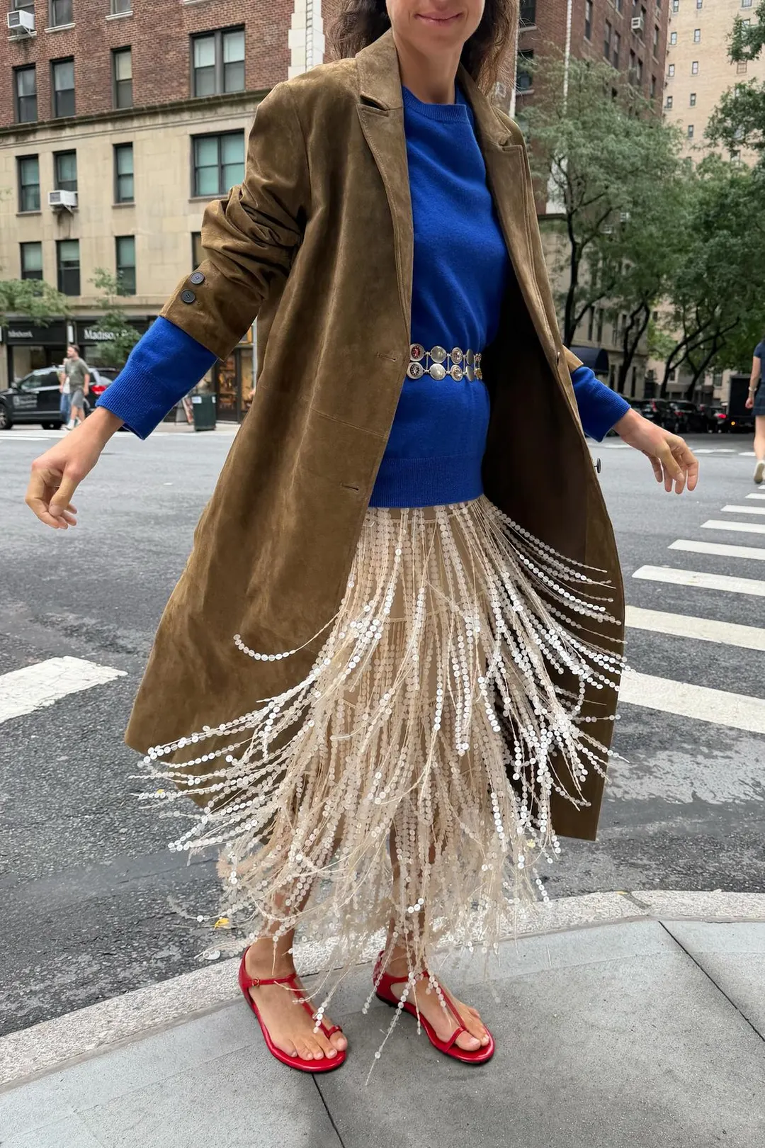 Юбка миди с пайетками и бахромой, Zara