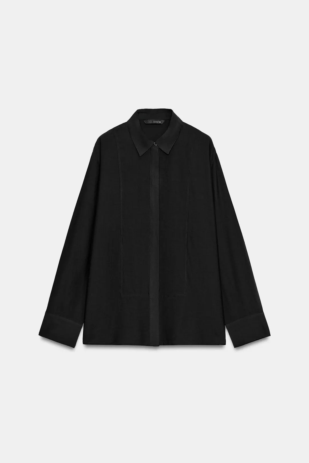 Однотонная рубашка ZW Collection с манишкой, Zara