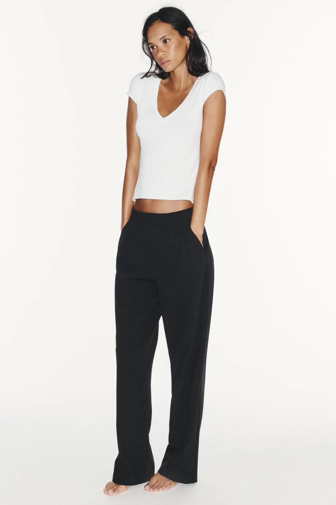Брюки со складками и клапанами, Zara