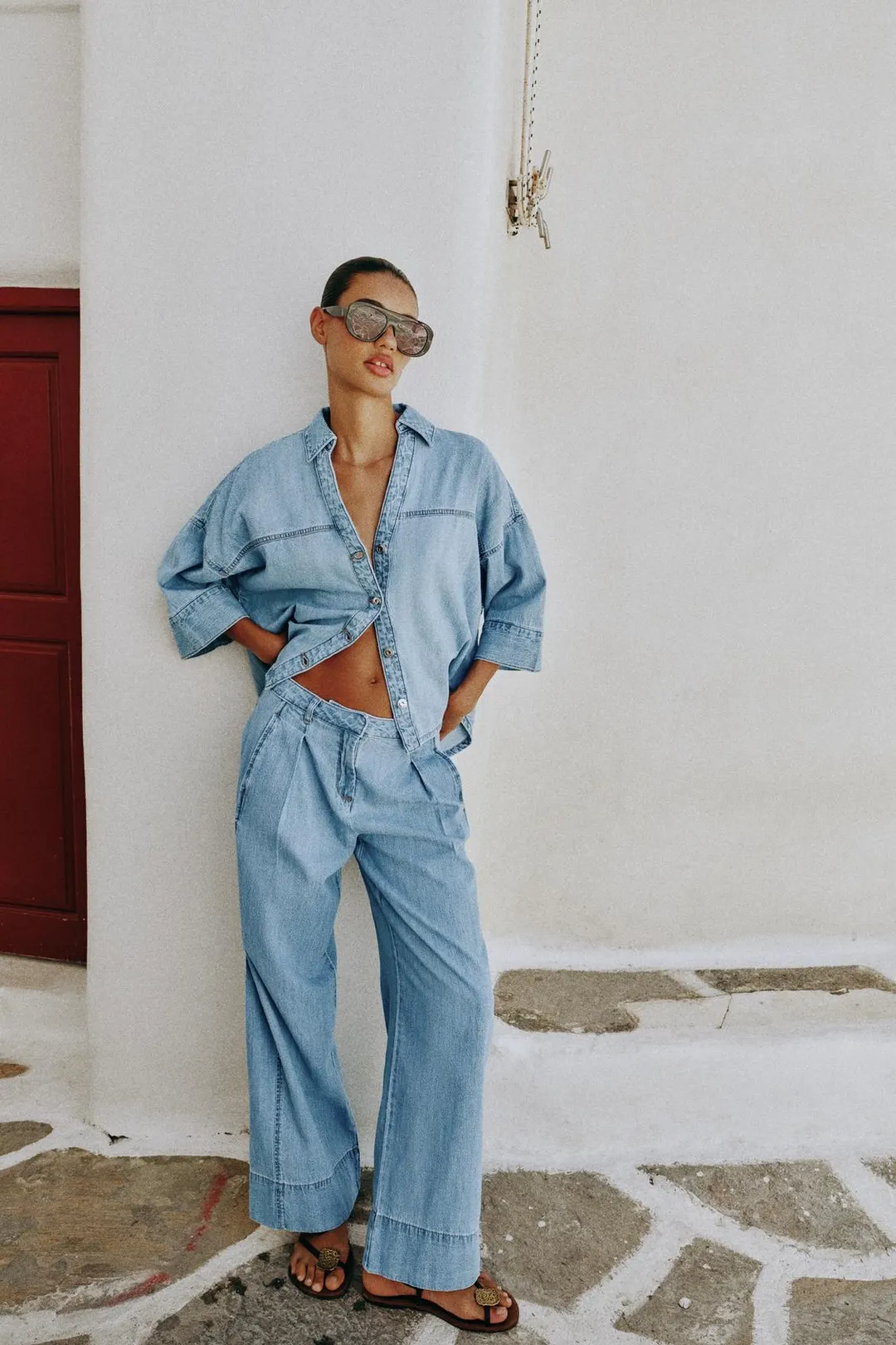 Рубашка джинсовая с широкими рукавами Z1975, Zara