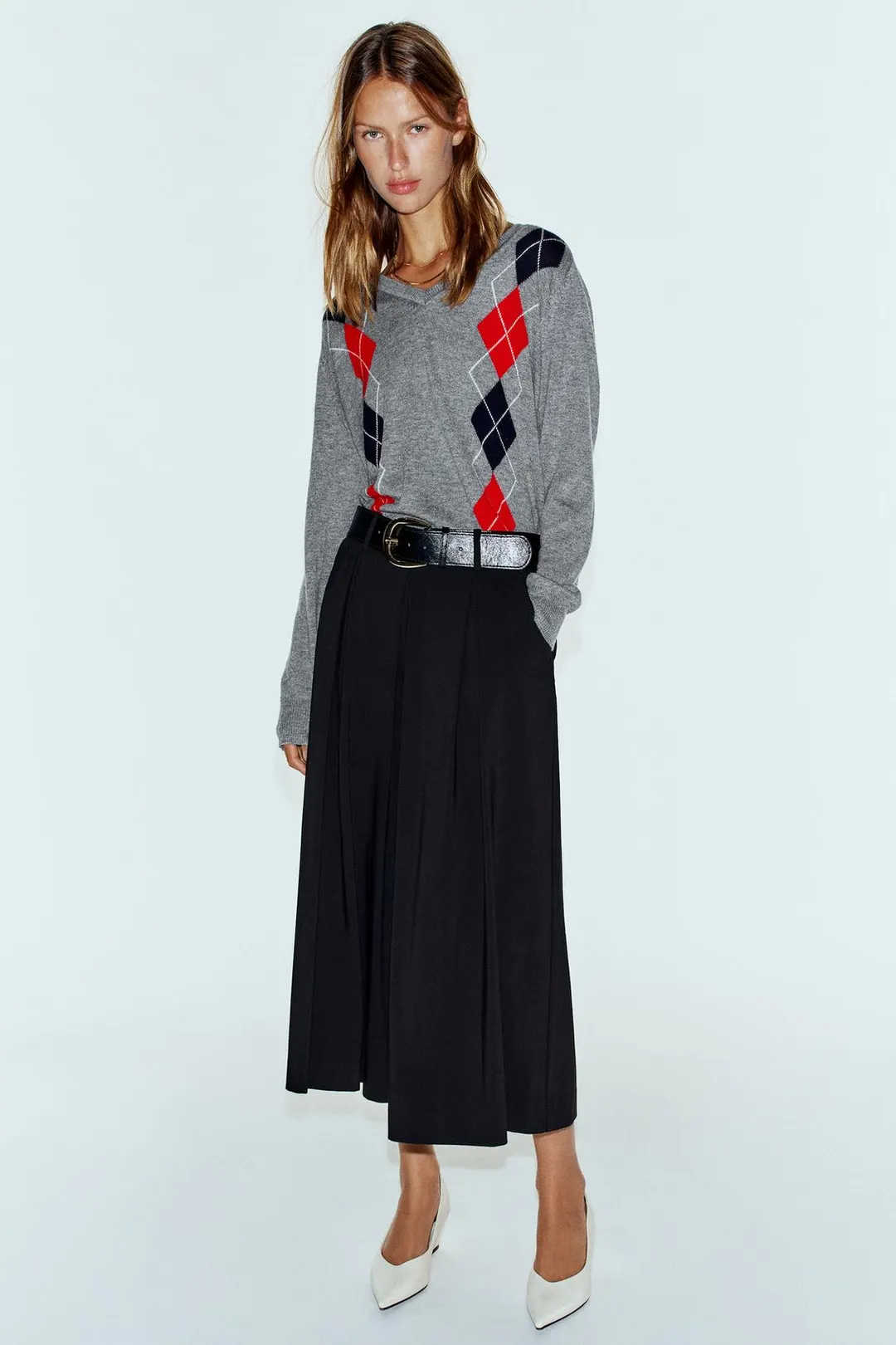 Кюлоты со складками и поясом, Zara