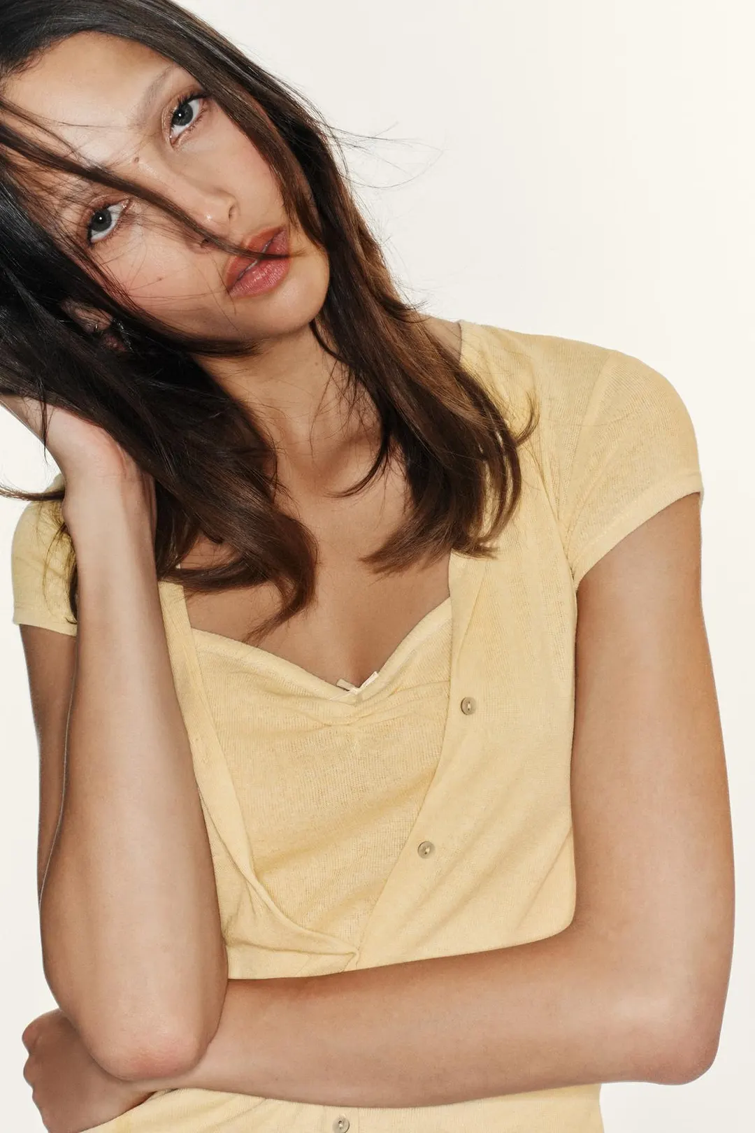 Комбинированный топ с бантом, Zara
