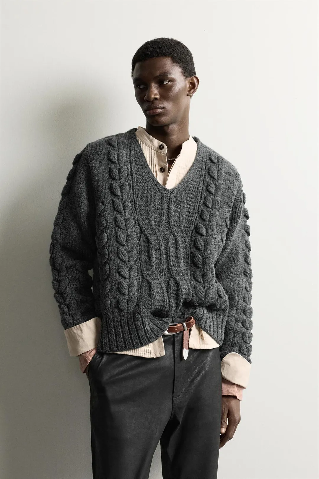 Укороченный джемпер фактурной вязки, Zara