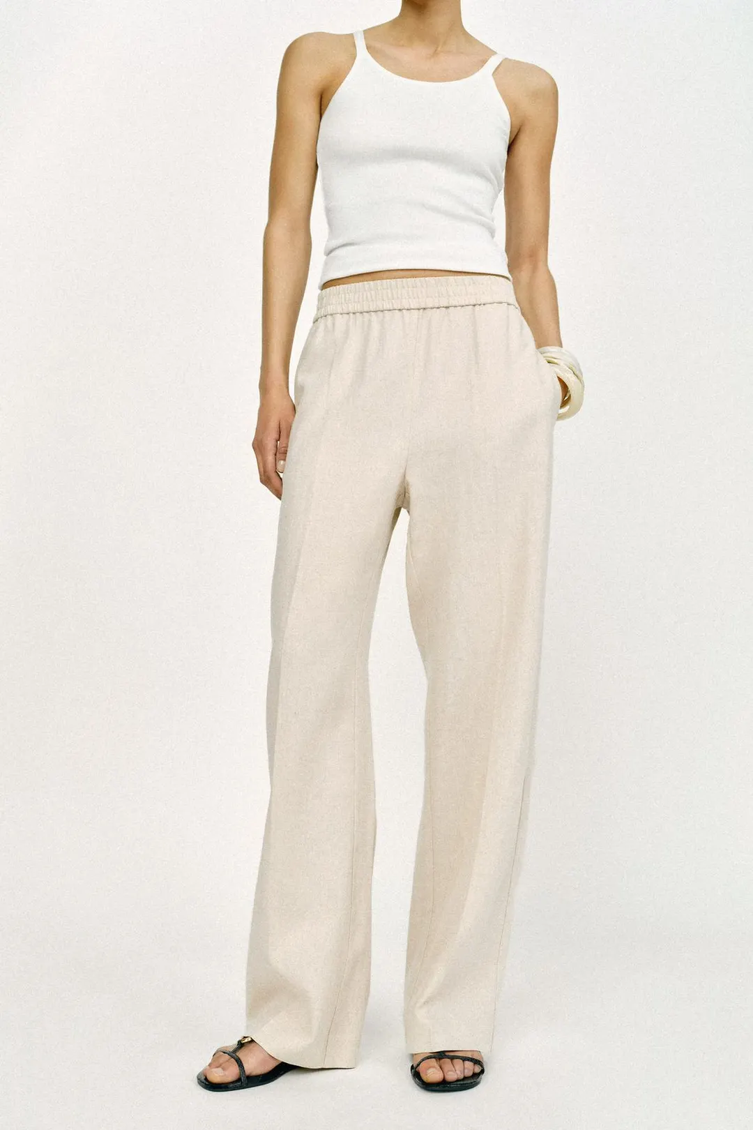 Брюки прямого кроя со льном, Zara