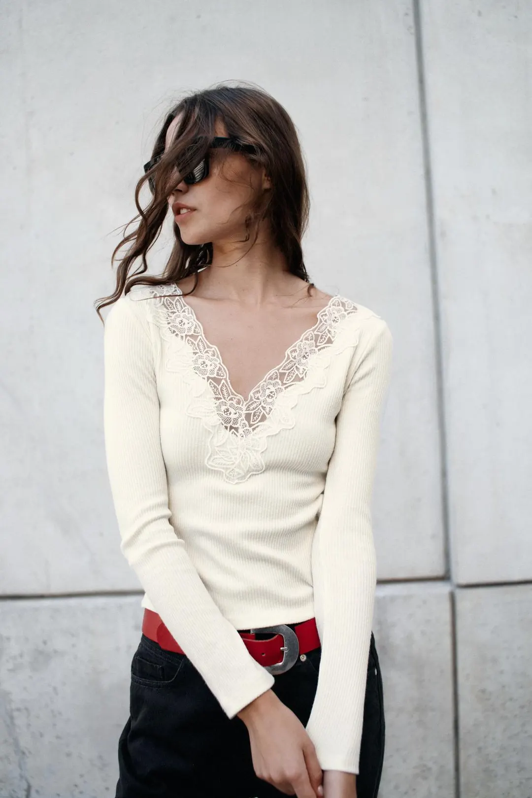 Топ с отделкой в рубчик, Zara