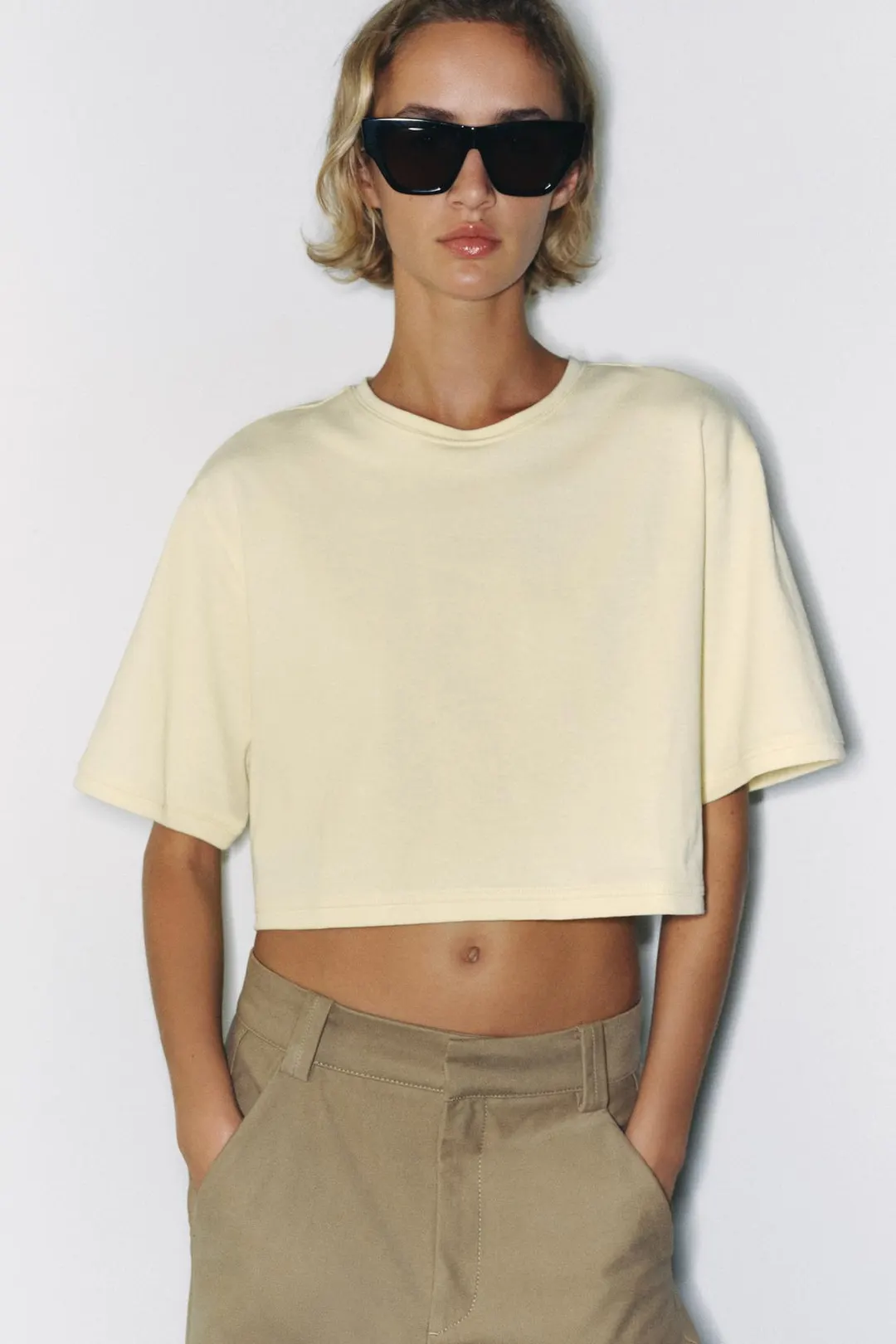 Укороченная футболка оверсайз, Zara