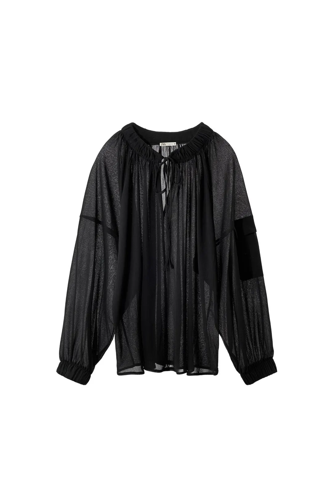 Рубашка объемного кроя из прозрачной ткани, Zara