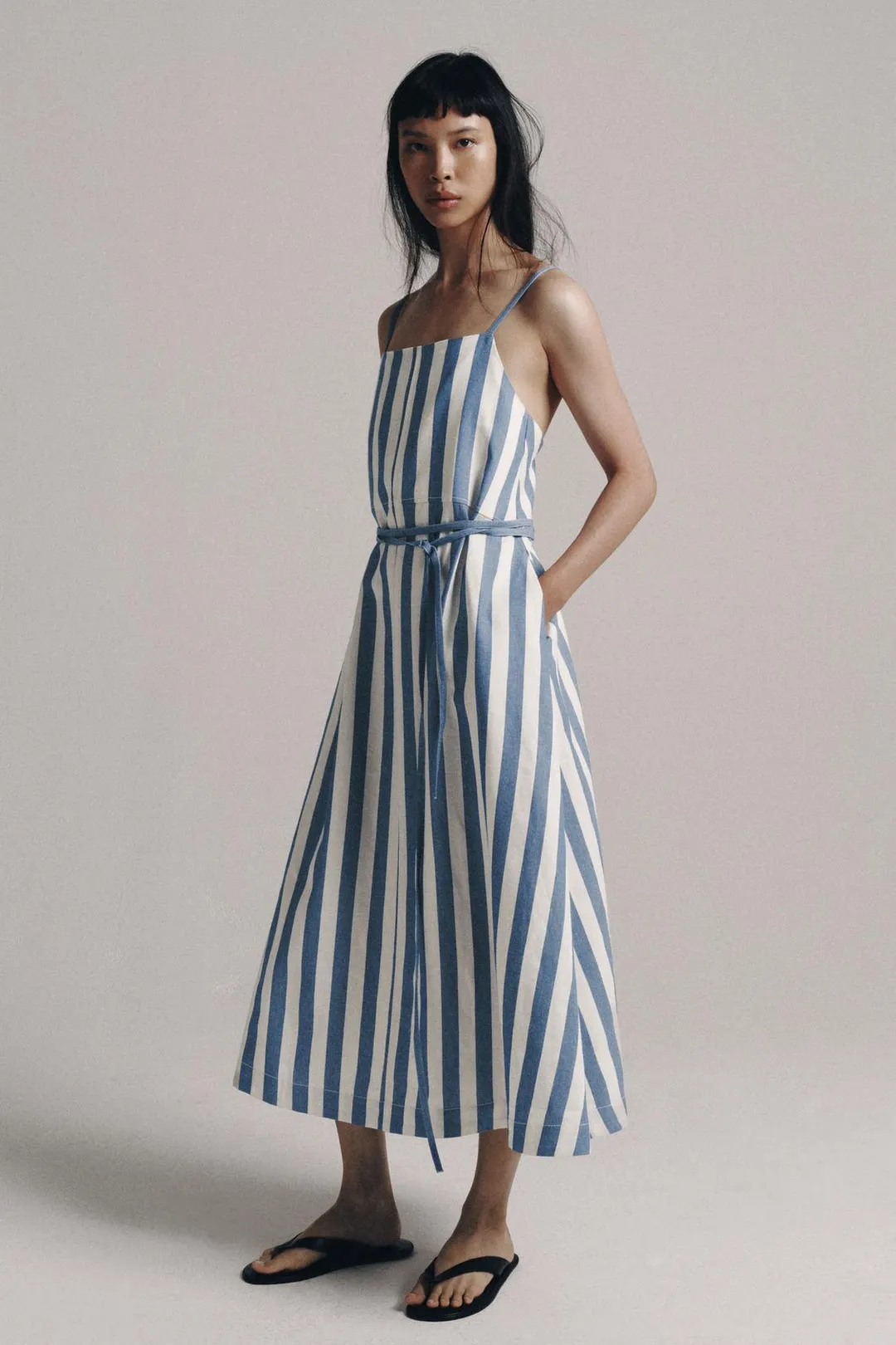 Платье миди в полоску ZW Collection, Zara