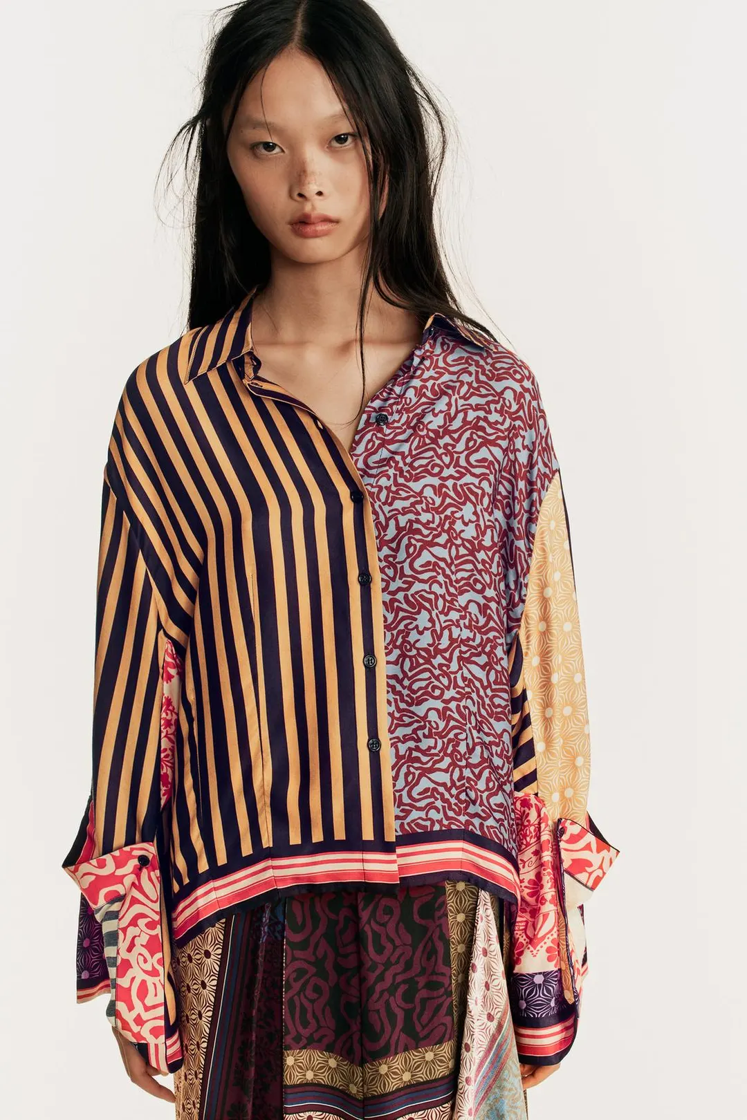 Рубашка комбинированная с принтом Limited Edition, Zara