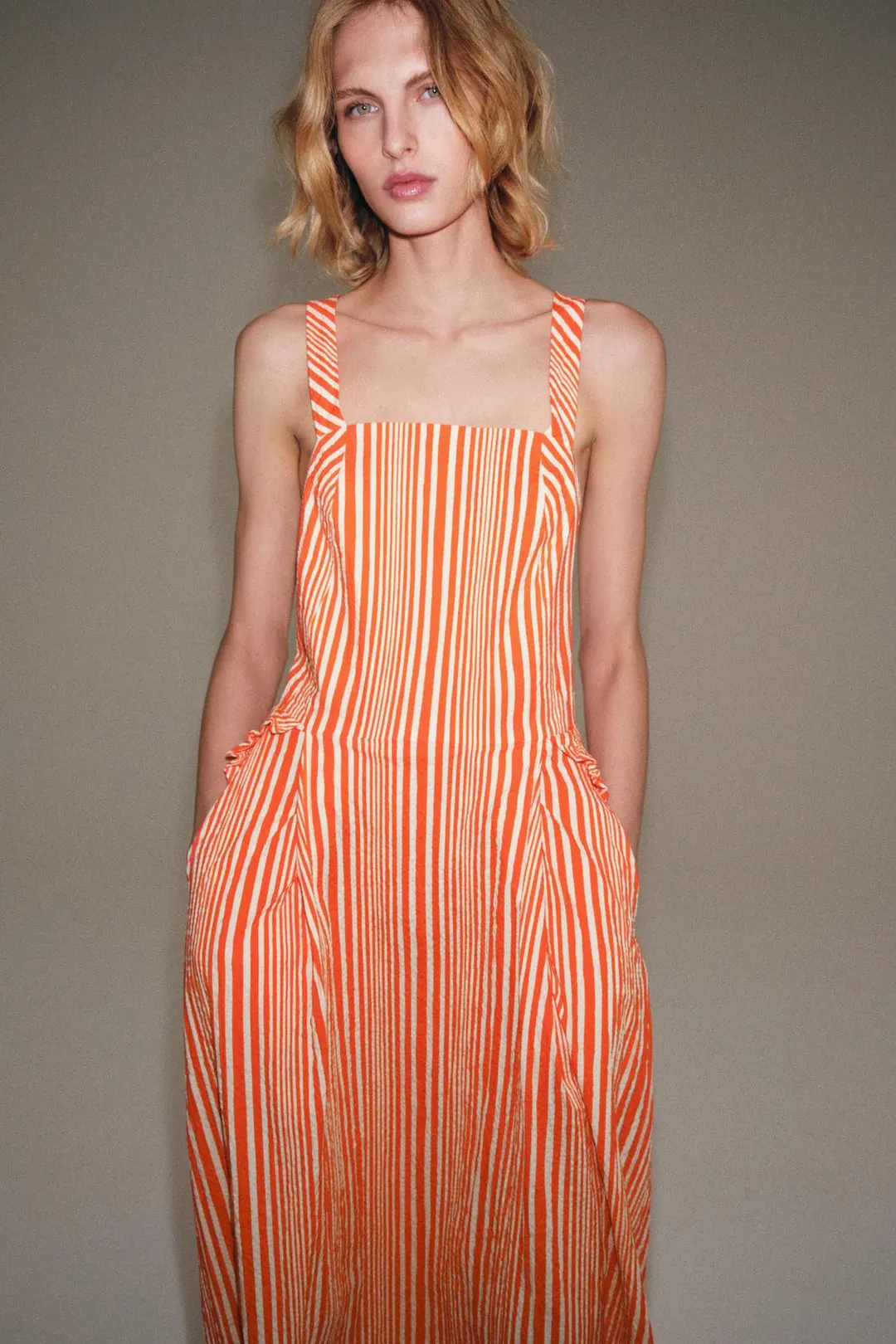 Платье миди в полоску ZW Collection, Zara