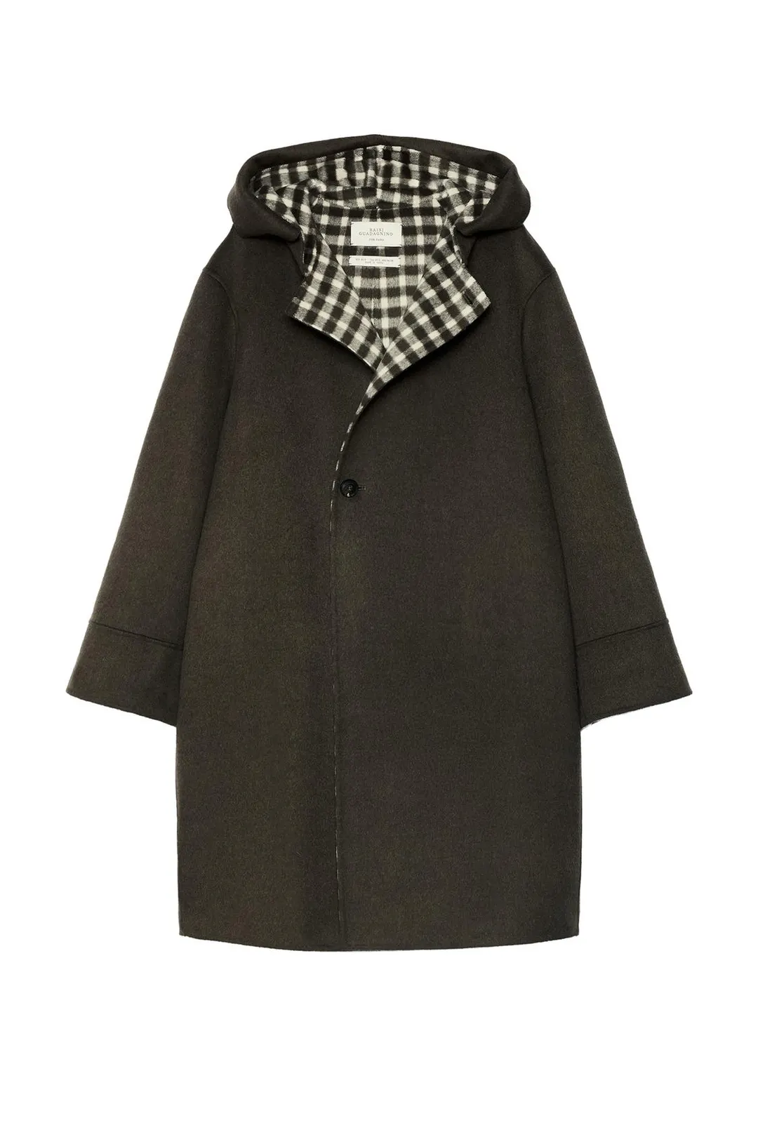 Пальто двустороннее в клетку из смесовой шерсти, Zara