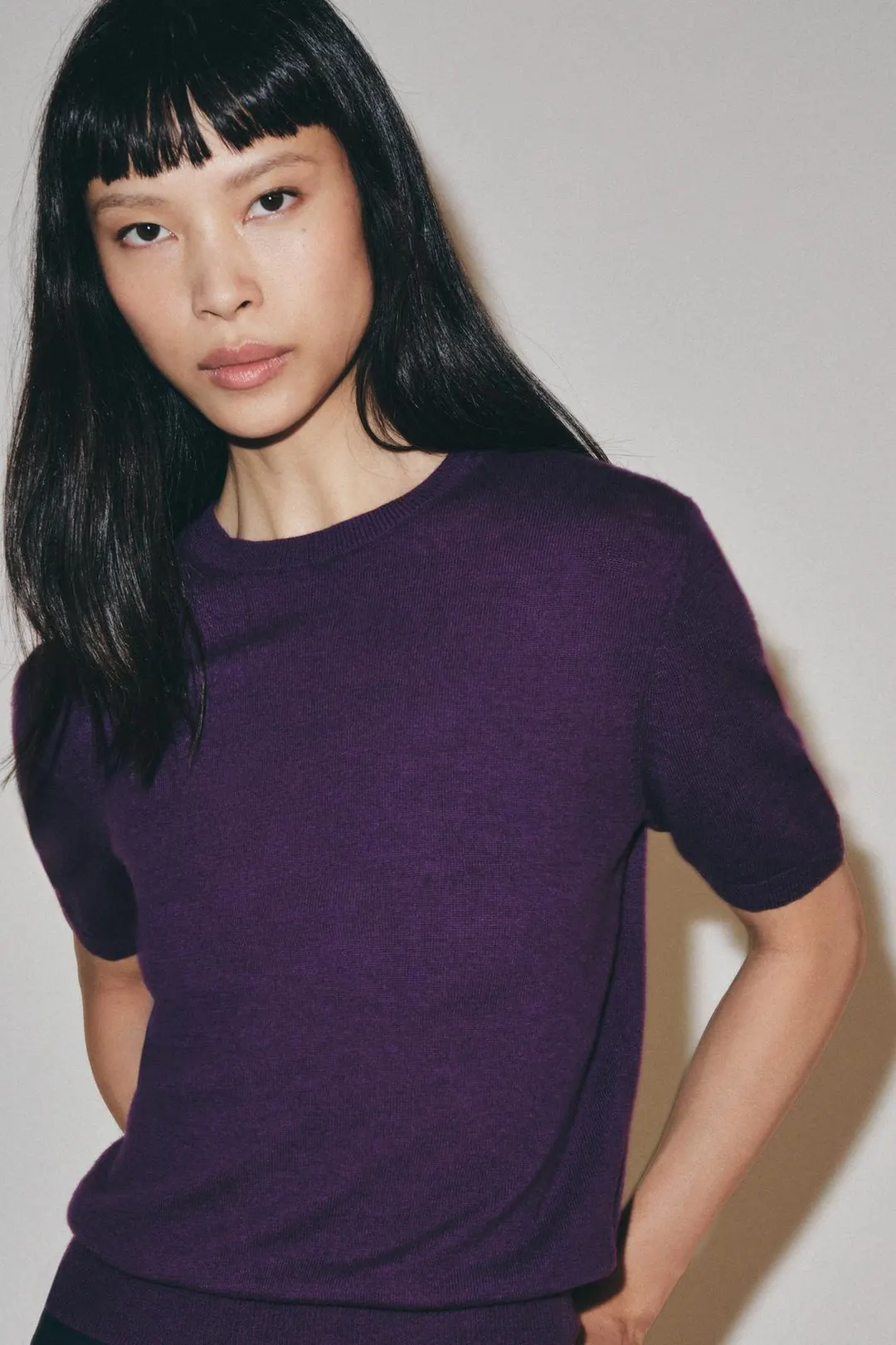 Свитер с короткими рукавами из 100% шерсти, Zara