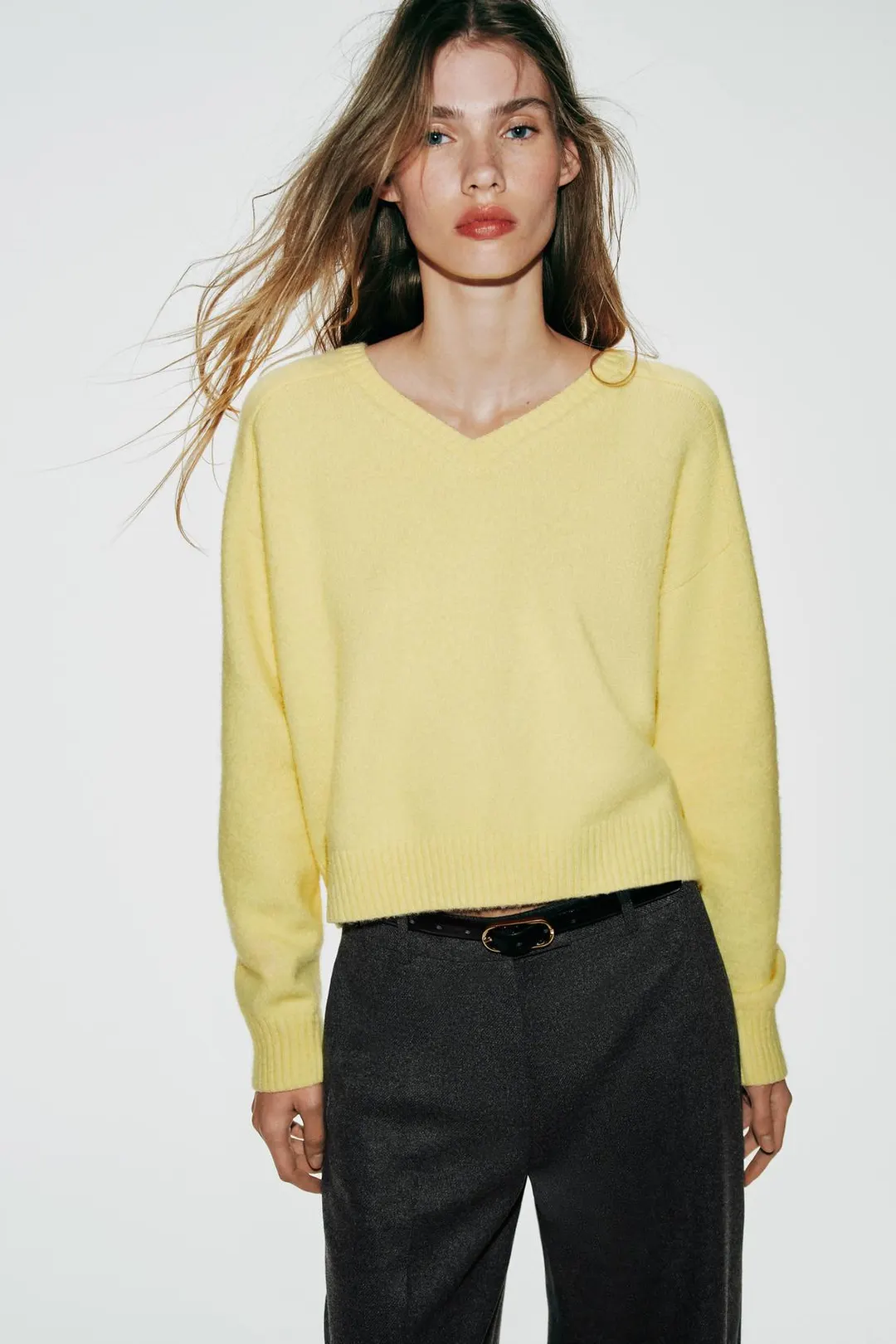 Вязаный джемпер с V-образным вырезом, Zara