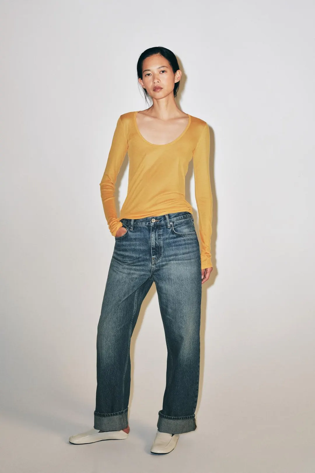 Джинсы багги со средней посадкой ZW Collection, Zara