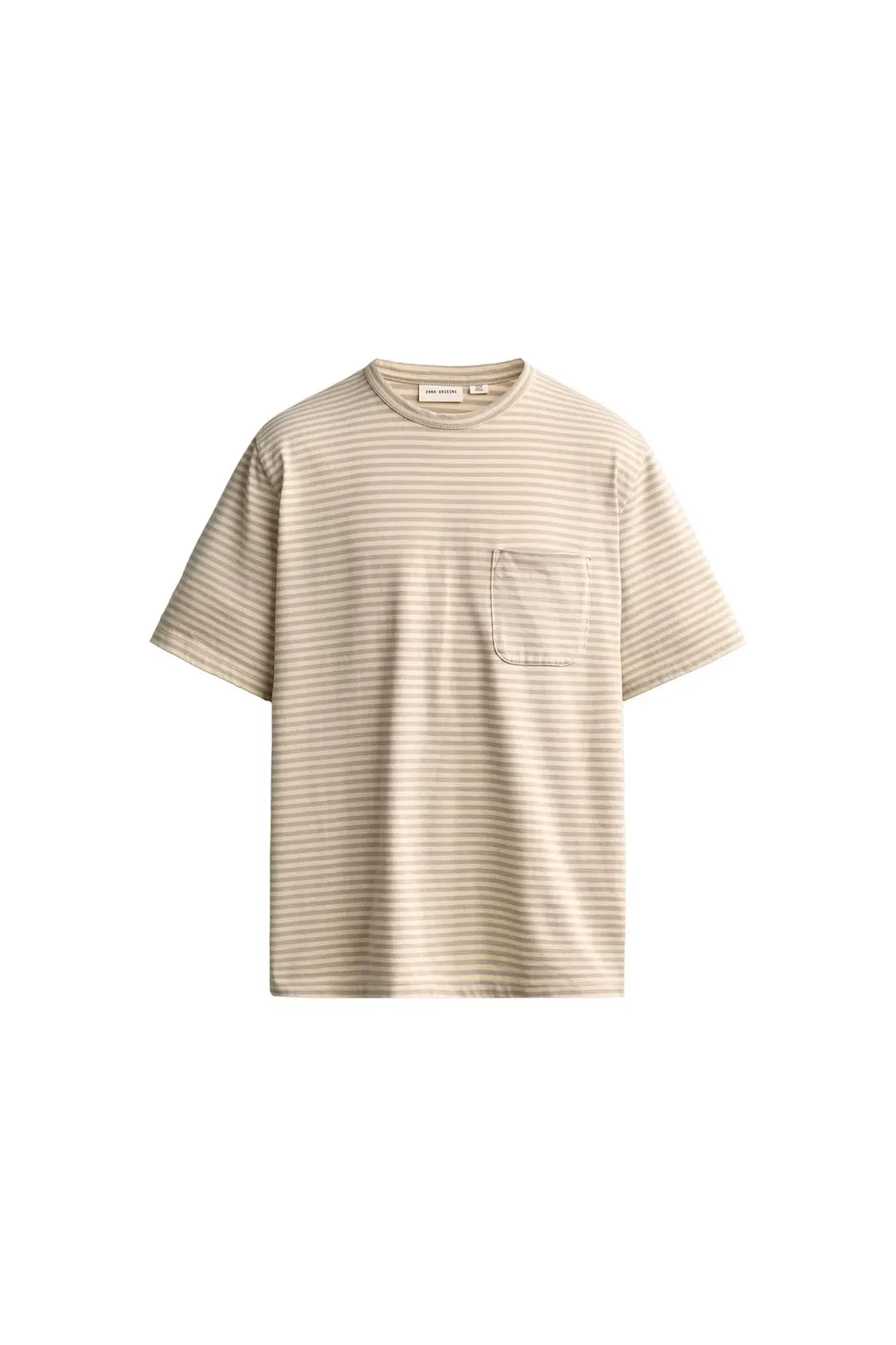 Футболка в жаккардовую полоску с карманом, Zara