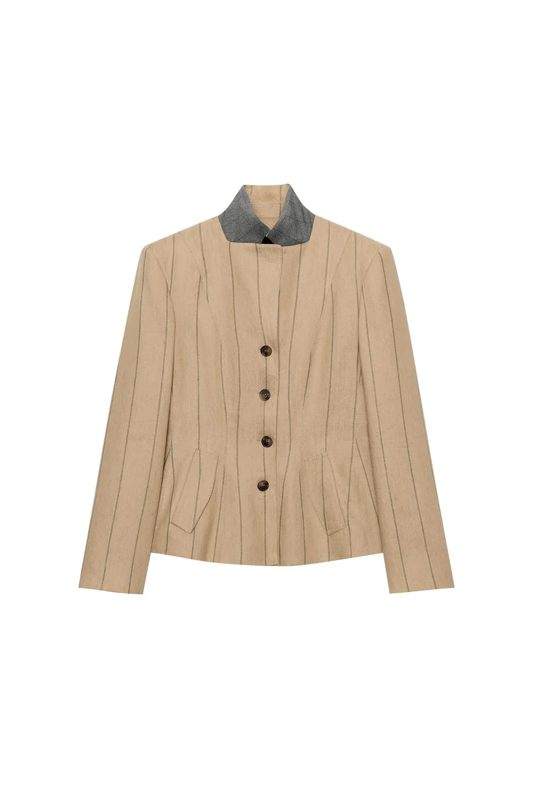 Блейзер в полоску с добавлением льна ZW Collection, Zara