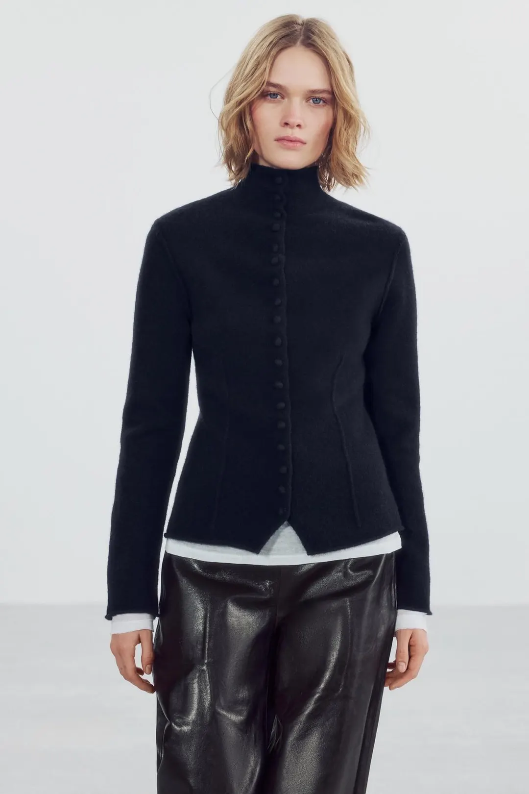 Кардиган из шерсти с высоким воротником, Zara
