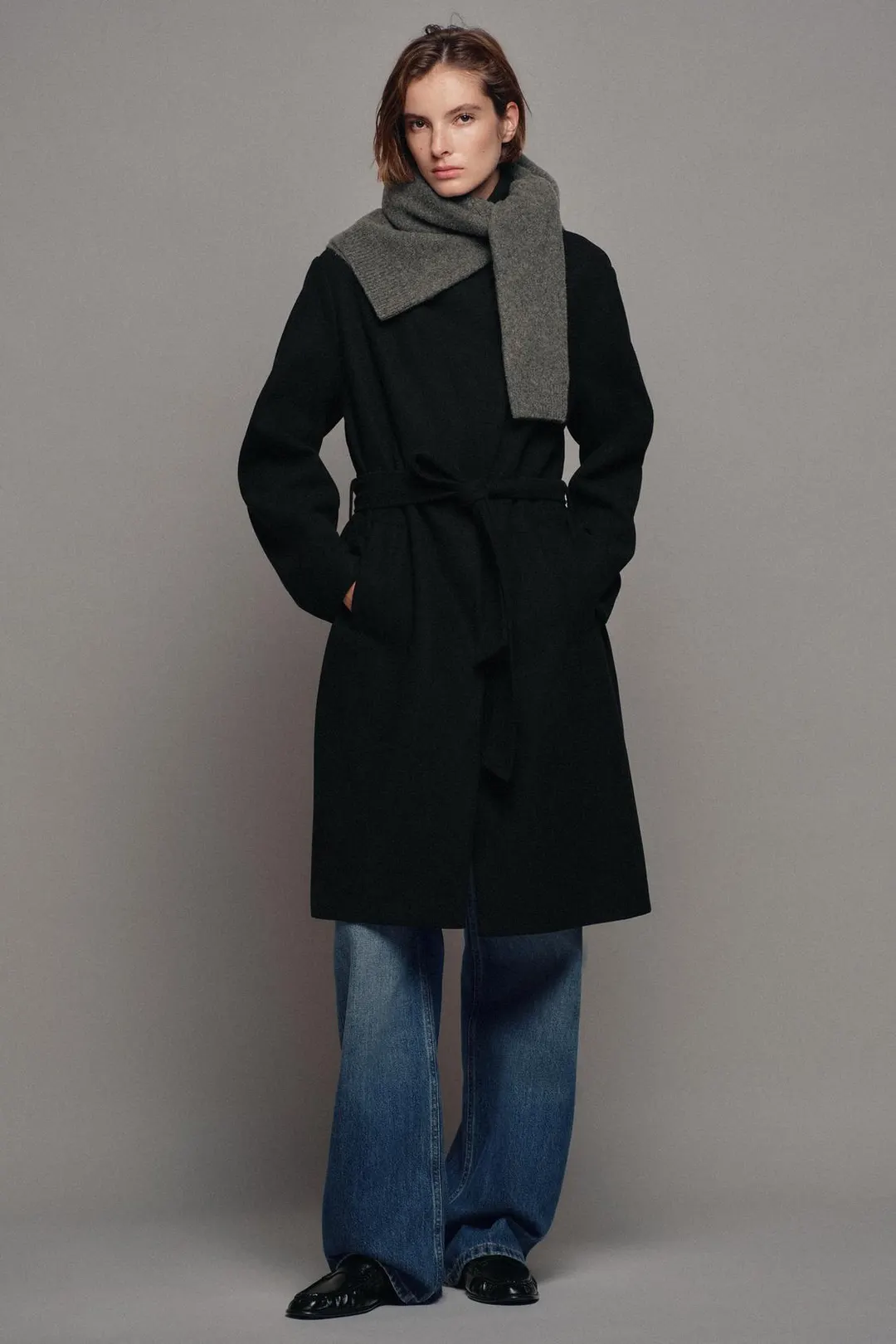 Мягкое пальто с поясом, Zara
