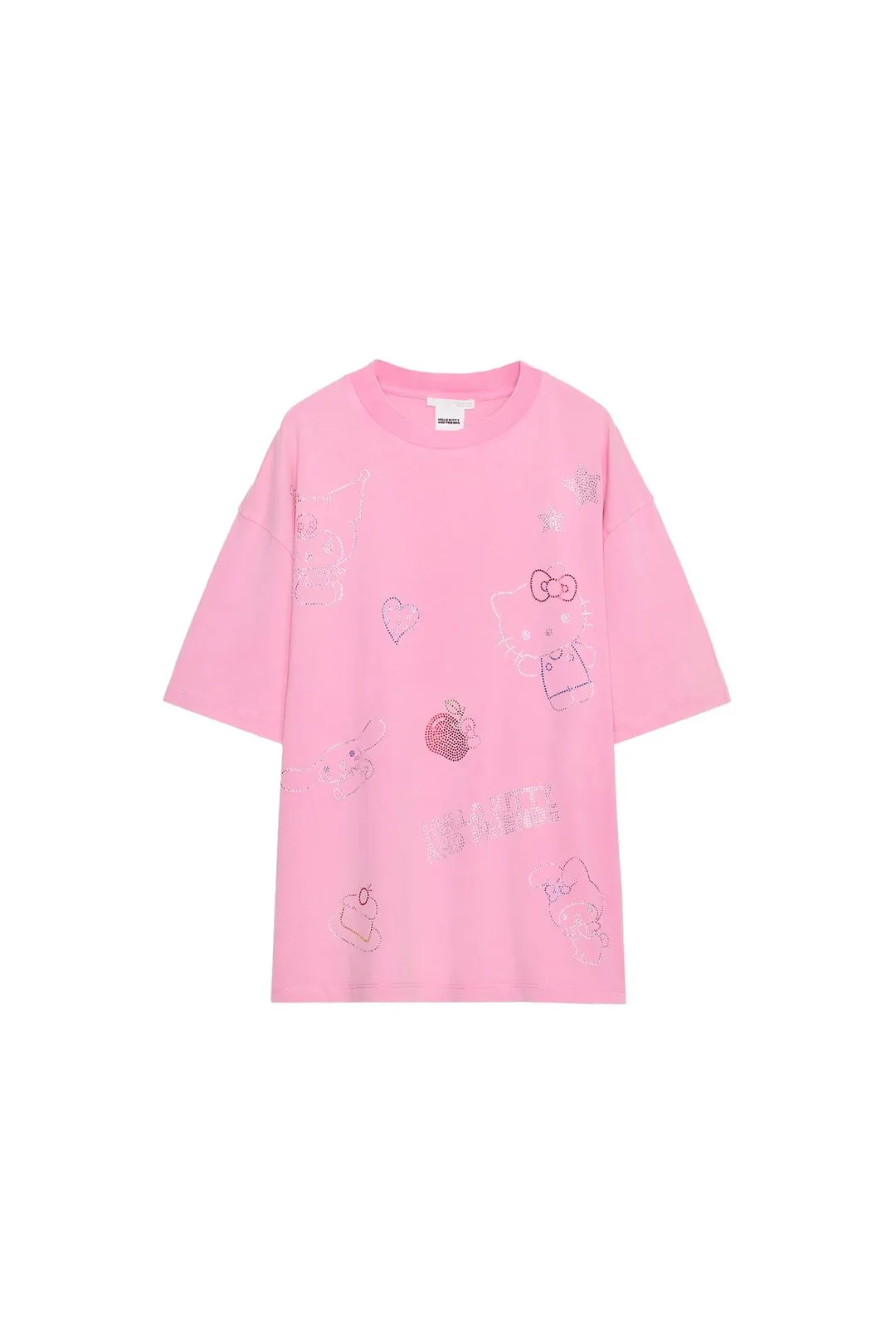 Футболка с эффектом потертости и стразами Hello Kitty © Sanrio, Zara