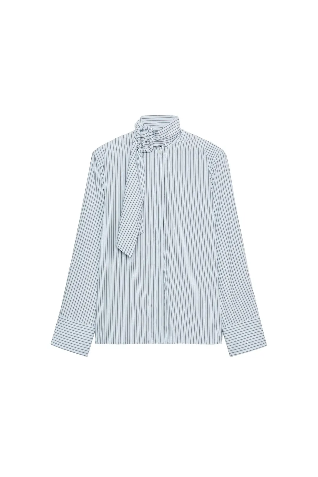 Рубашка в полоску с пряжкой и подплечниками, Zara
