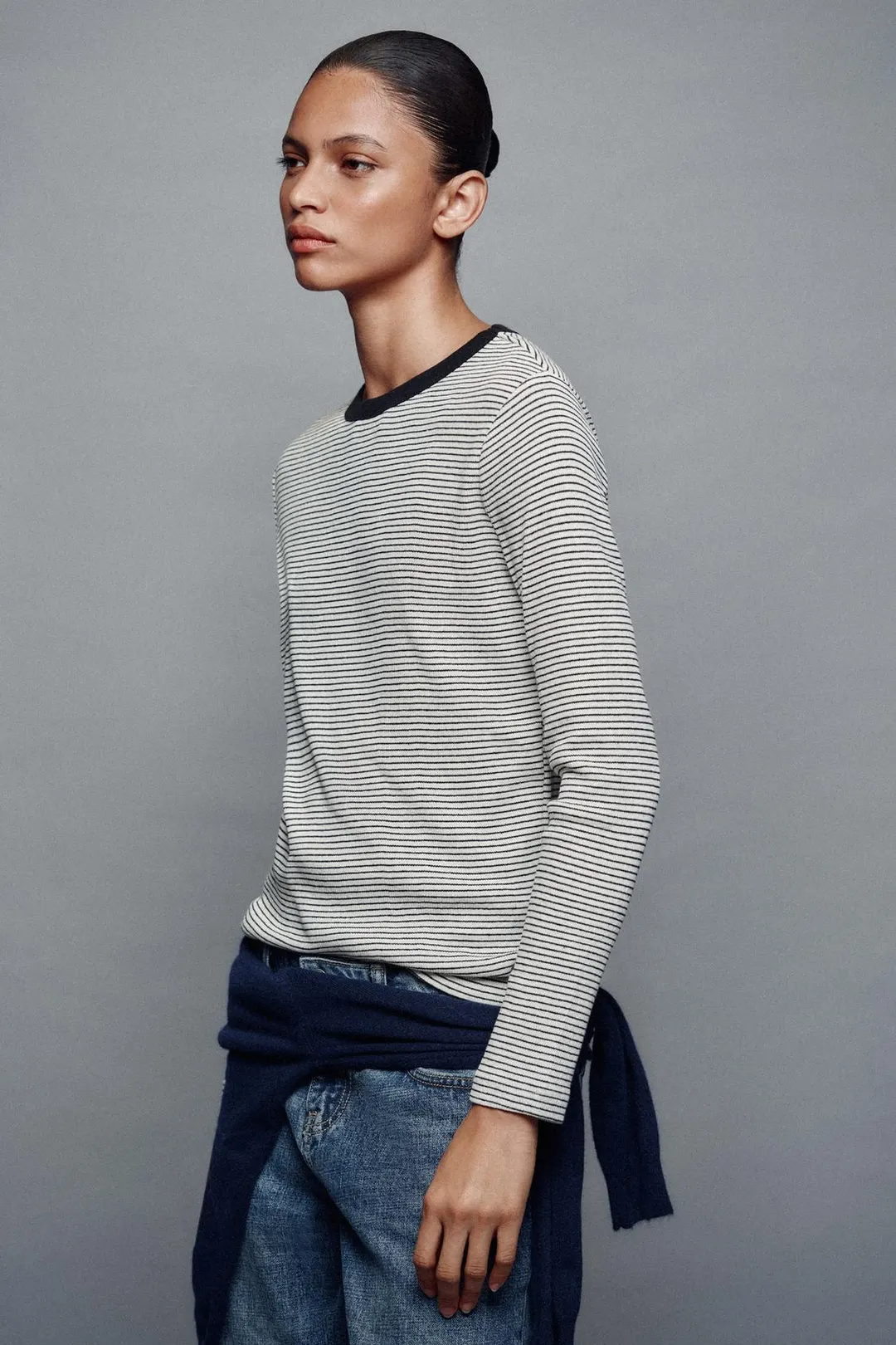 Футболка в рубчик в полоску, Zara