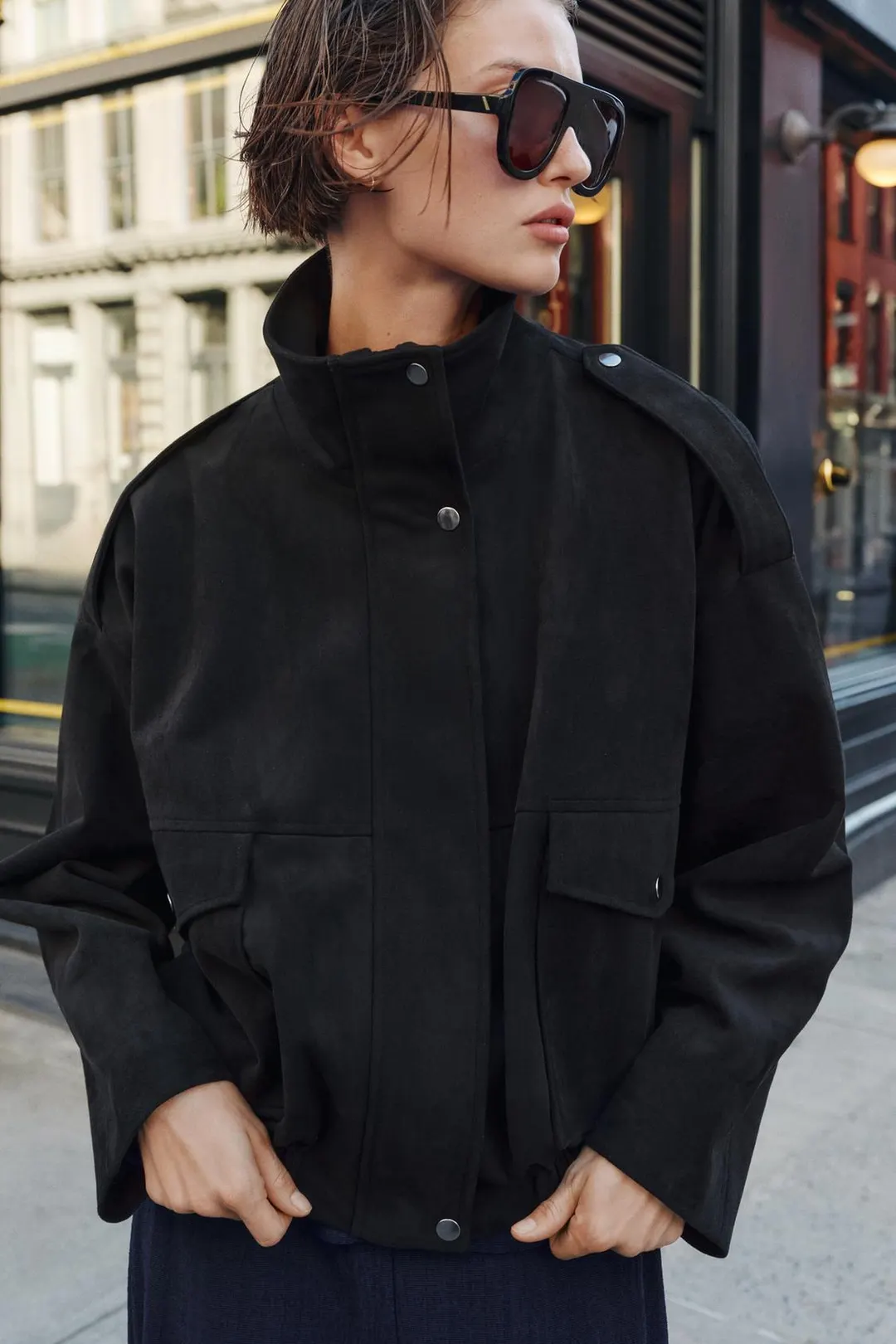 Бомбер из искусственной замши, Zara