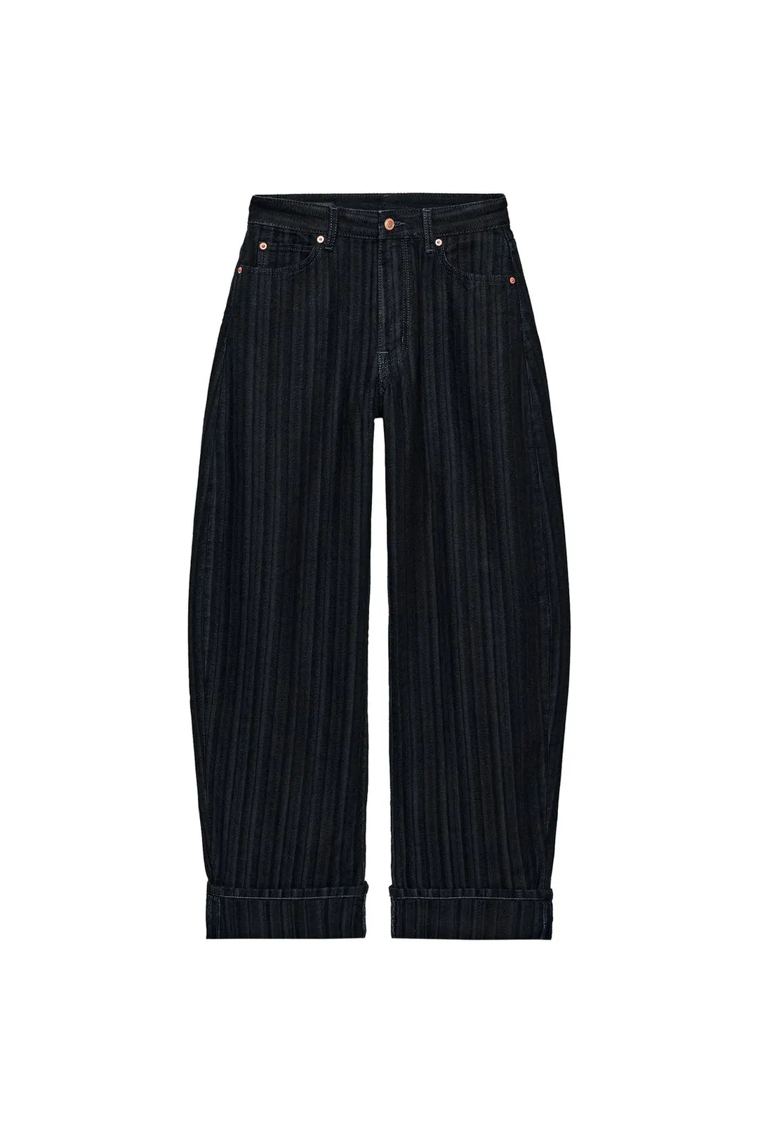 Джинсы-баллоны со средней посадкой в полоску из жаккарда ZW Collection, Zara