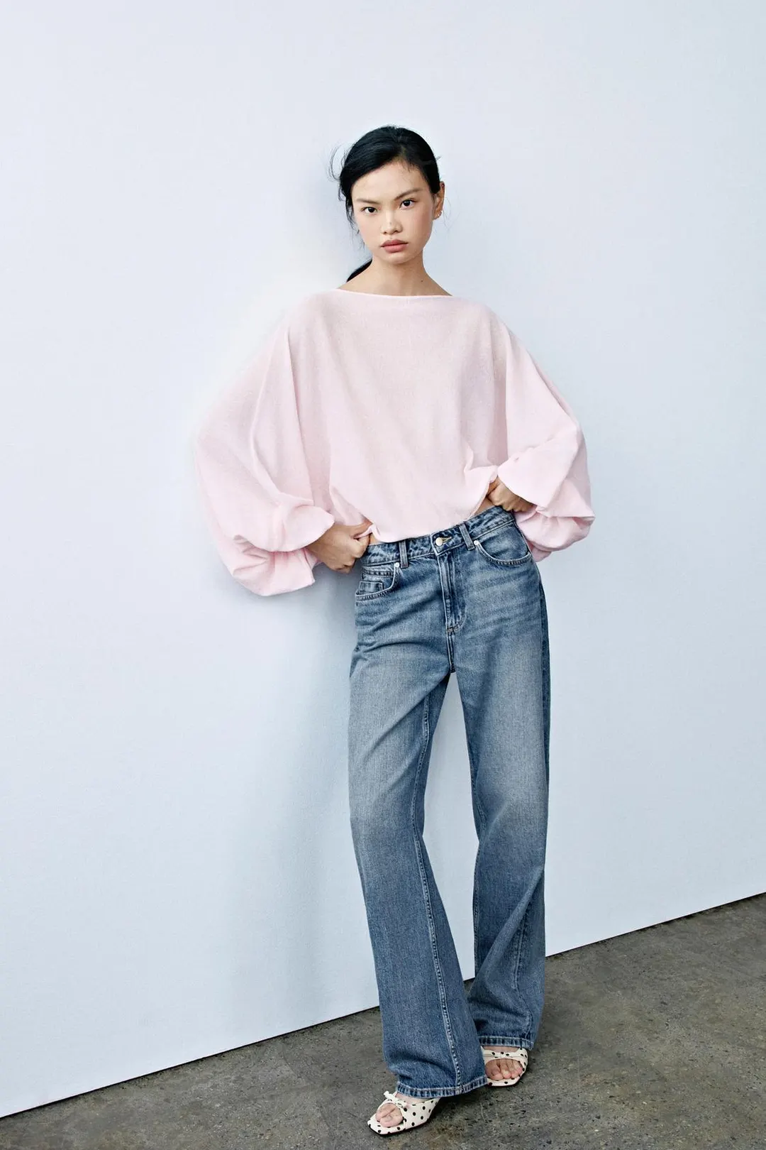 Джинсы Z1975 стандартного кроя удлиненные с высокой посадкой, Zara
