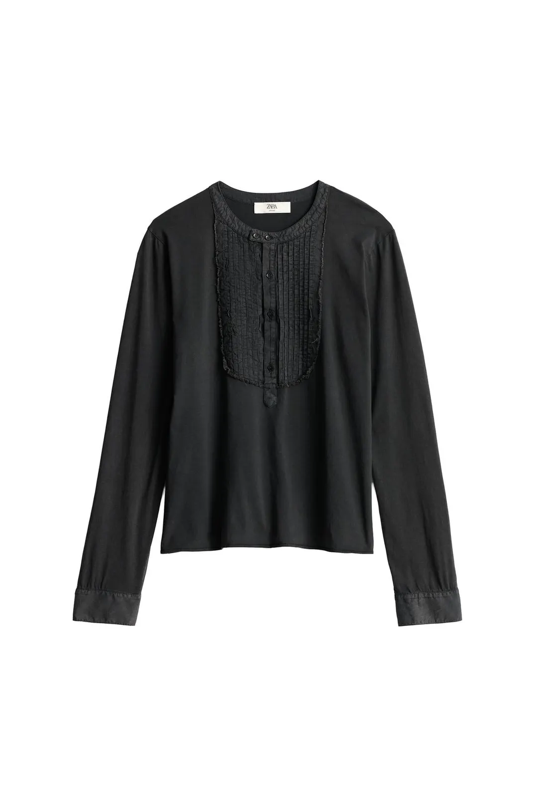 Футболка хенли вареная с нагрудником, Zara