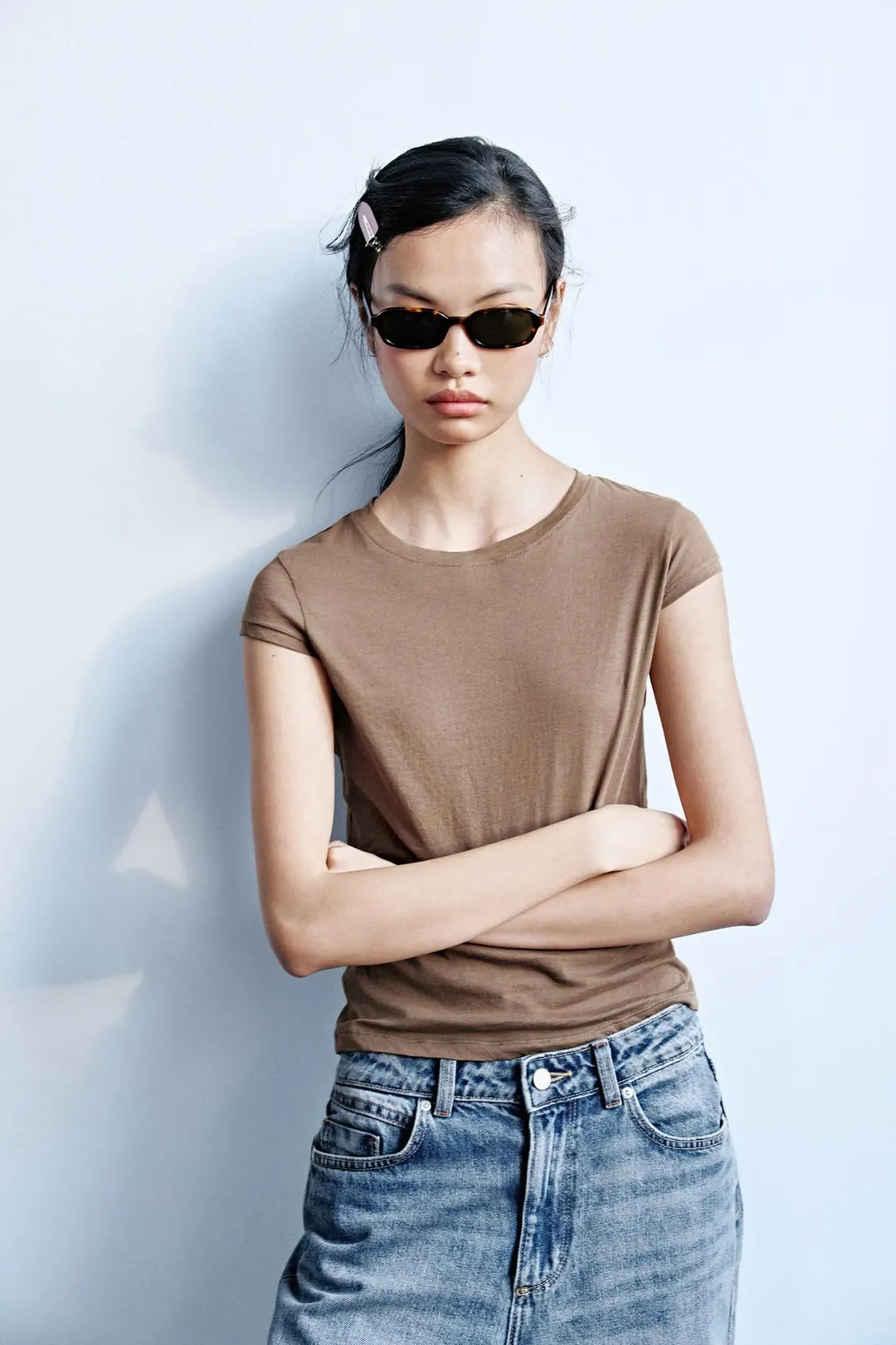Футболка минималистичная с короткими рукавами, Zara