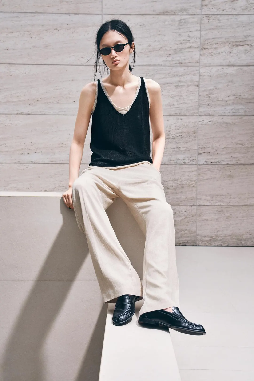 Комбинированный вязаный топ, Zara