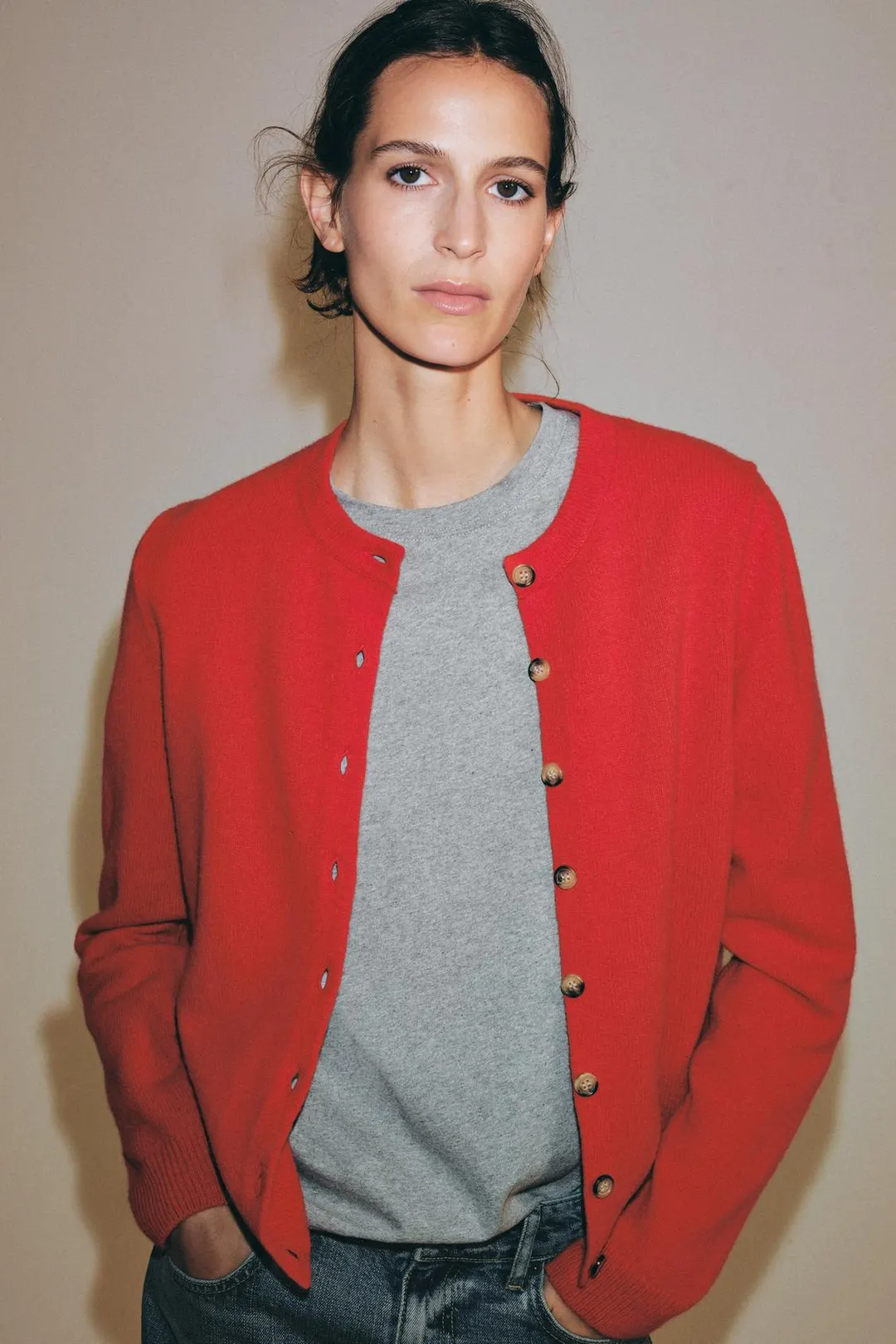 Кардиган из кашемира и шерсти на пуговицах, Zara