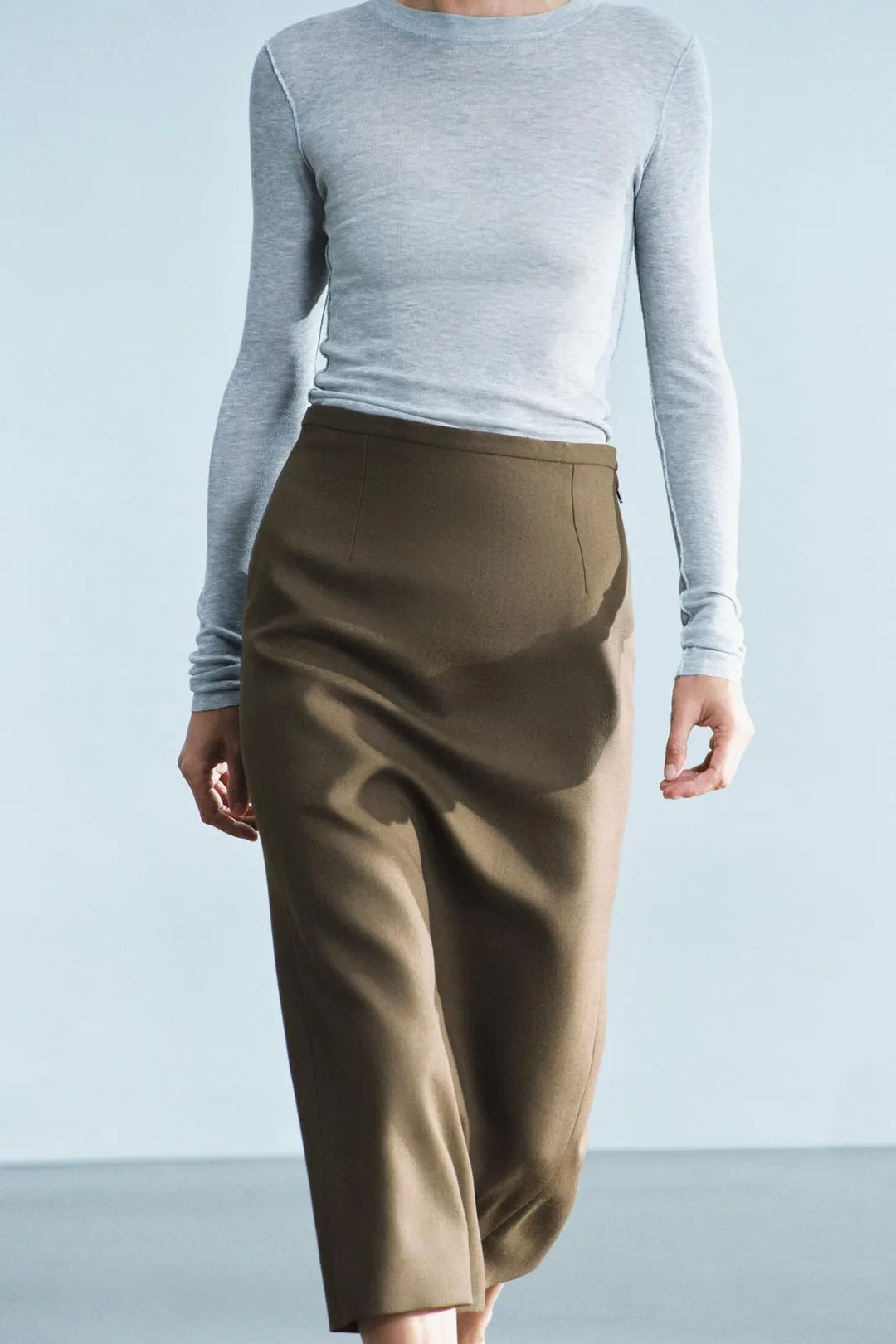 Юбка прямого кроя из 100% шерсти ZW Collection, Zara