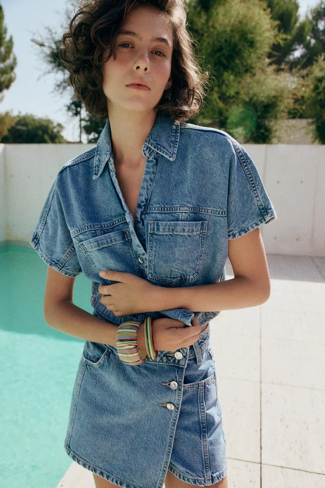 Короткая джинсовая рубашка Z1975, Zara