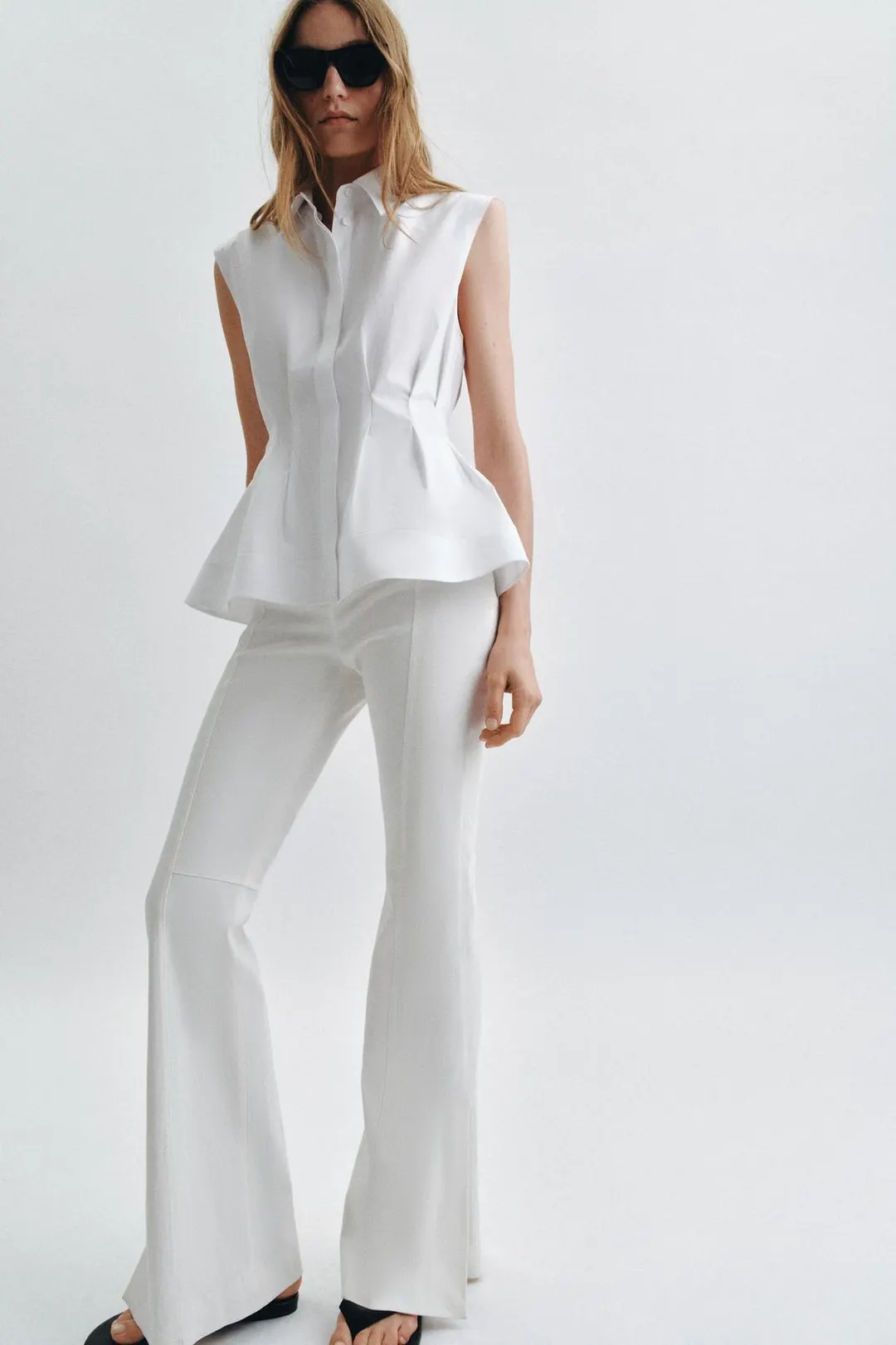 Рубашка без рукавов с плиссировкой ZW Collection, Zara