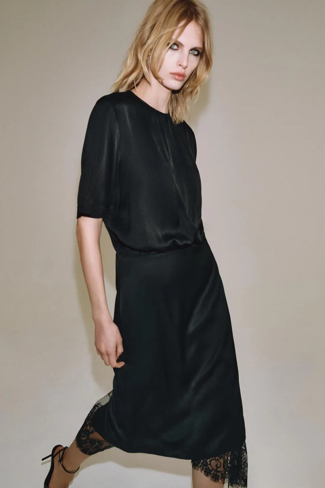 Кружевное платье миди ZW Collection, Zara