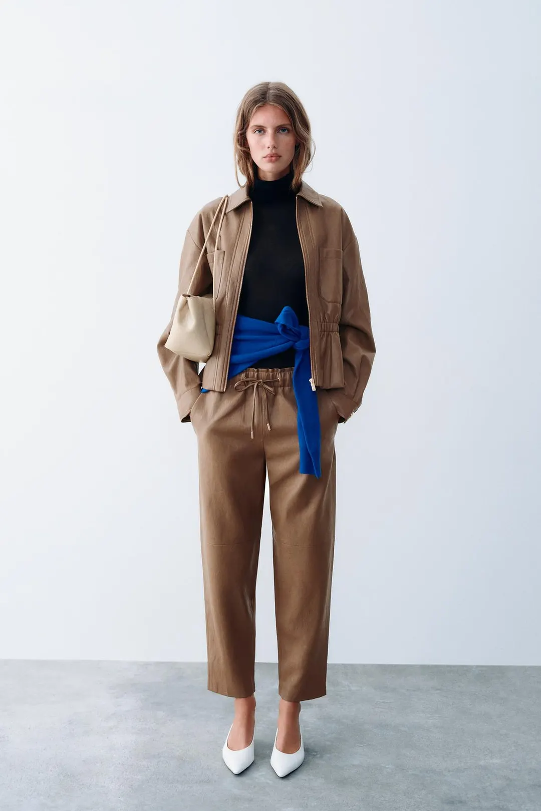 Куртка под кожу с эластичным поясом, Zara