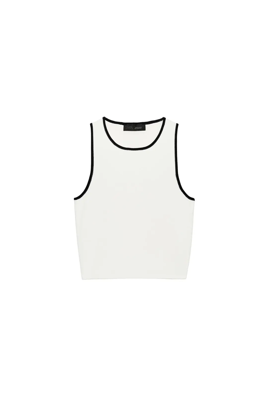 Топ вязаный укороченный с контрастным кантом, Zara