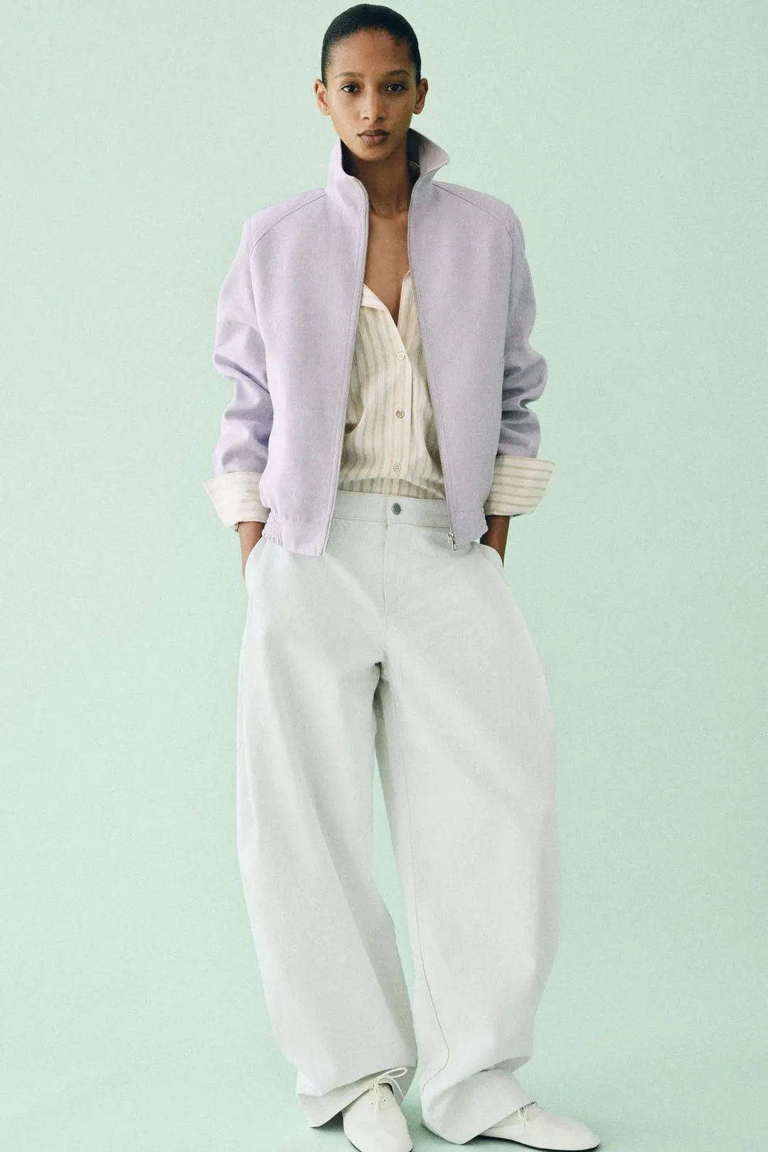 Кожаные туфли без каблука на шнуровке, Zara