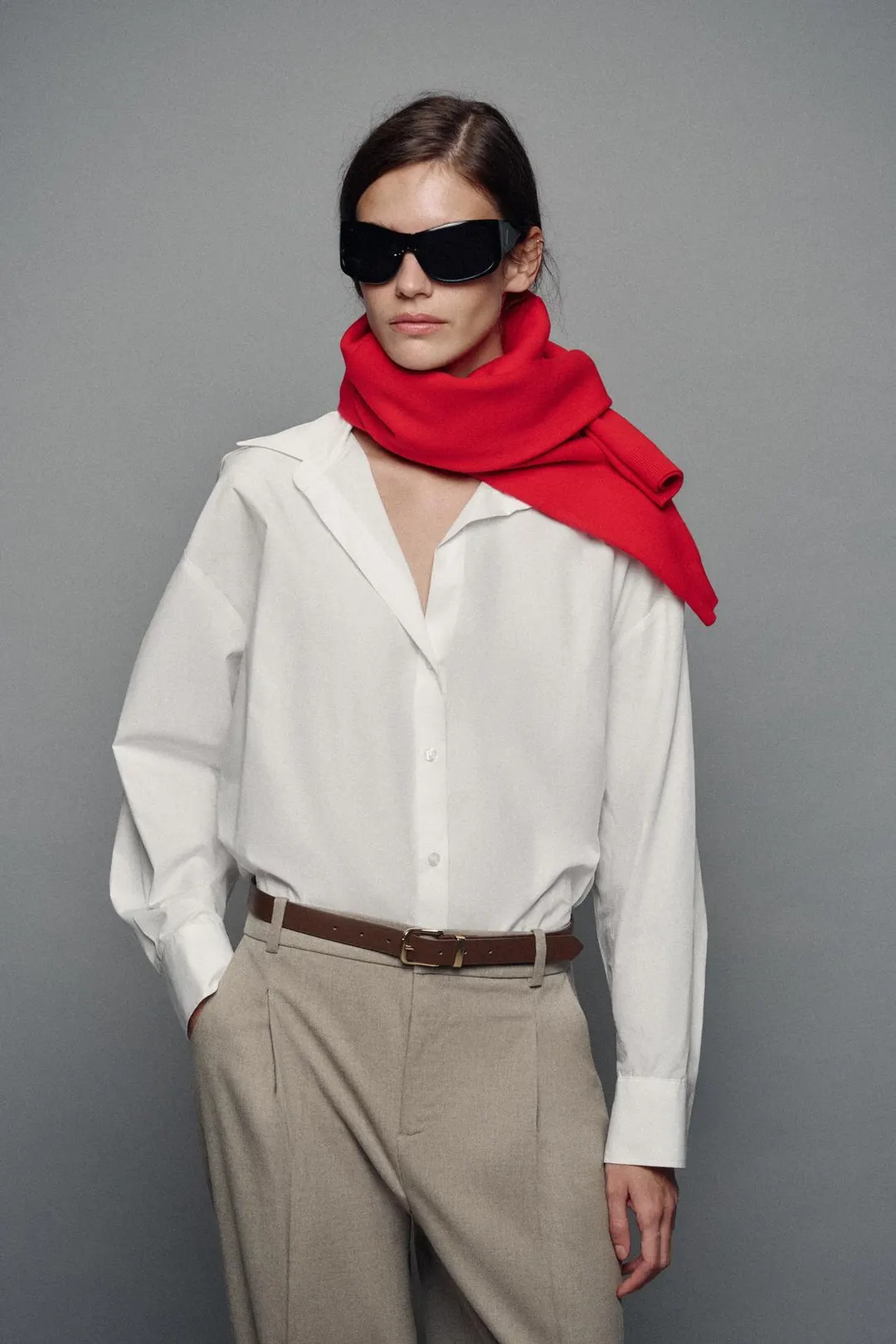Укороченные брюки с поясом, Zara